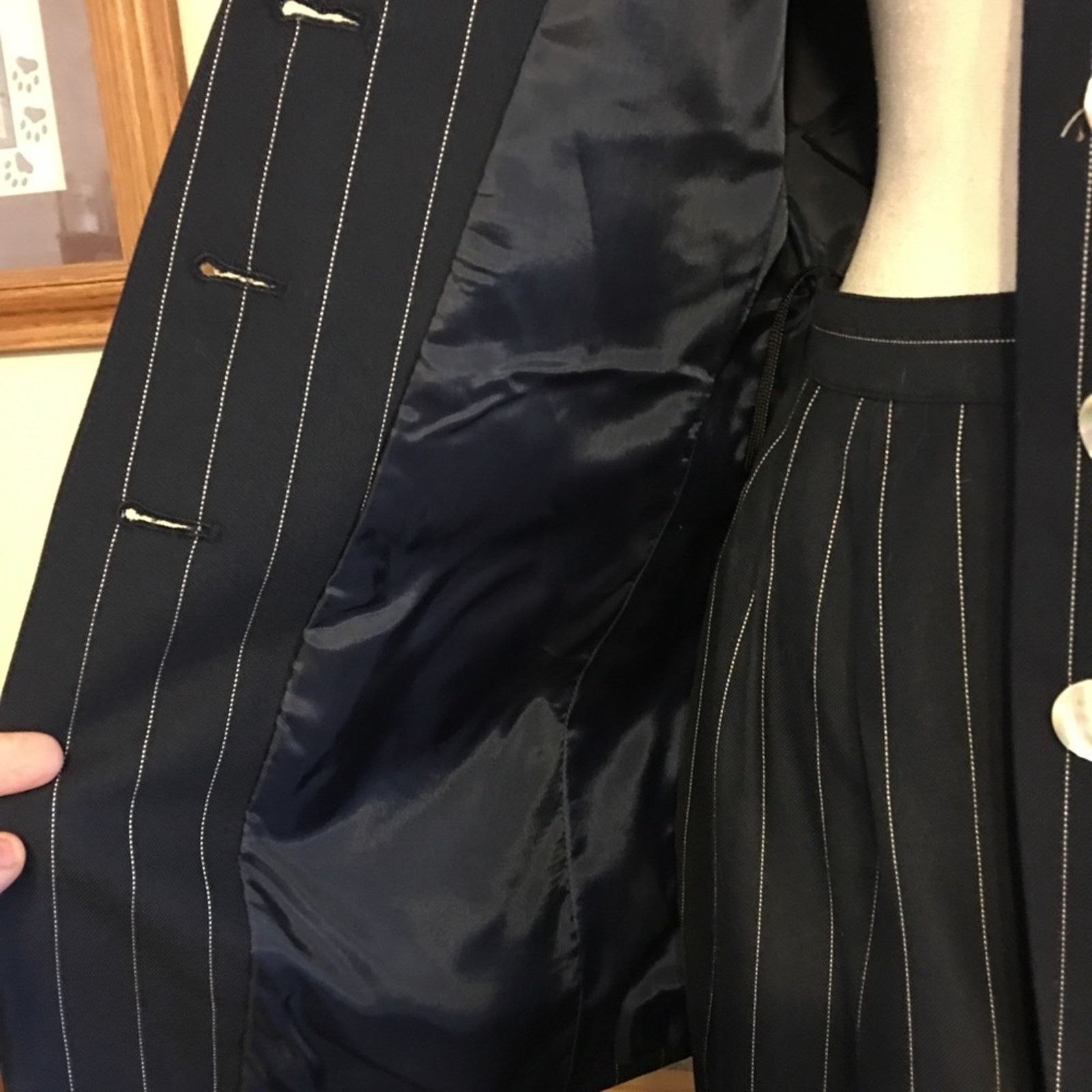 Vintage Vintage 90s Le Suit dark navy stripe skirt set 10 Size L / US 10 / IT 46 - 6 Thumbnail