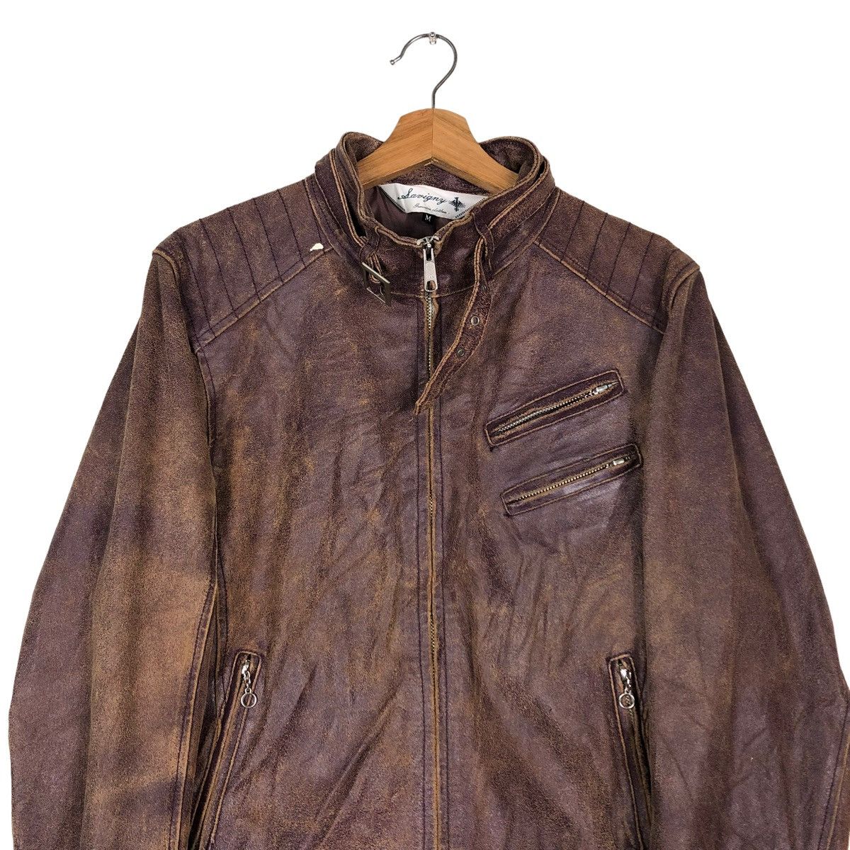 Japanese Brand 🔥VINTAGE SOFT LEATHER BIKER JACKET SANKO ISSEY MIYAKE Size US M / EU 48-50 / 2 - 3 Thumbnail