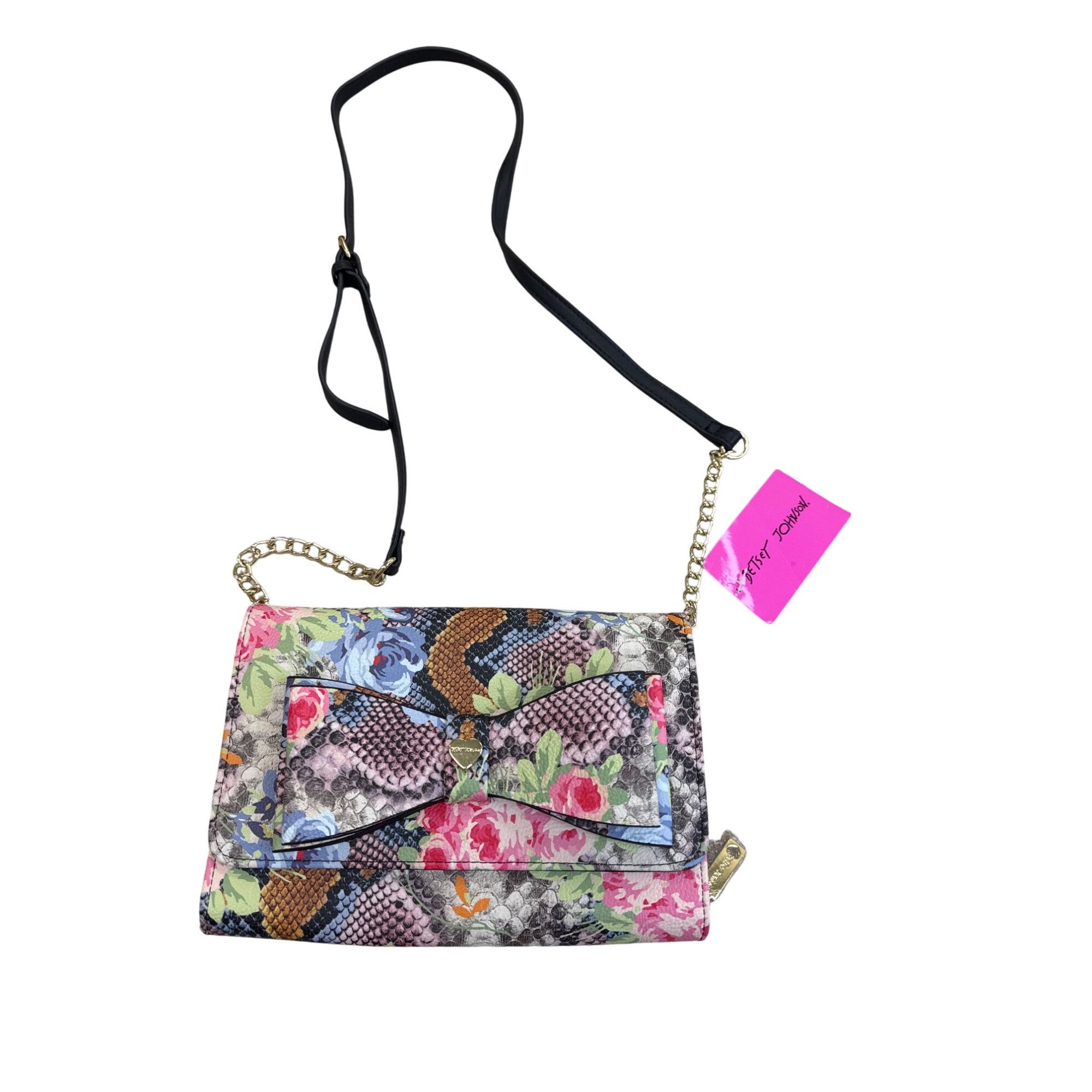 Betsey Johnson Betsey Johnson Floral Snakeskin Crossbody Clutch Purse SKU 7 Size ONE SIZE - 1 Thumbnail