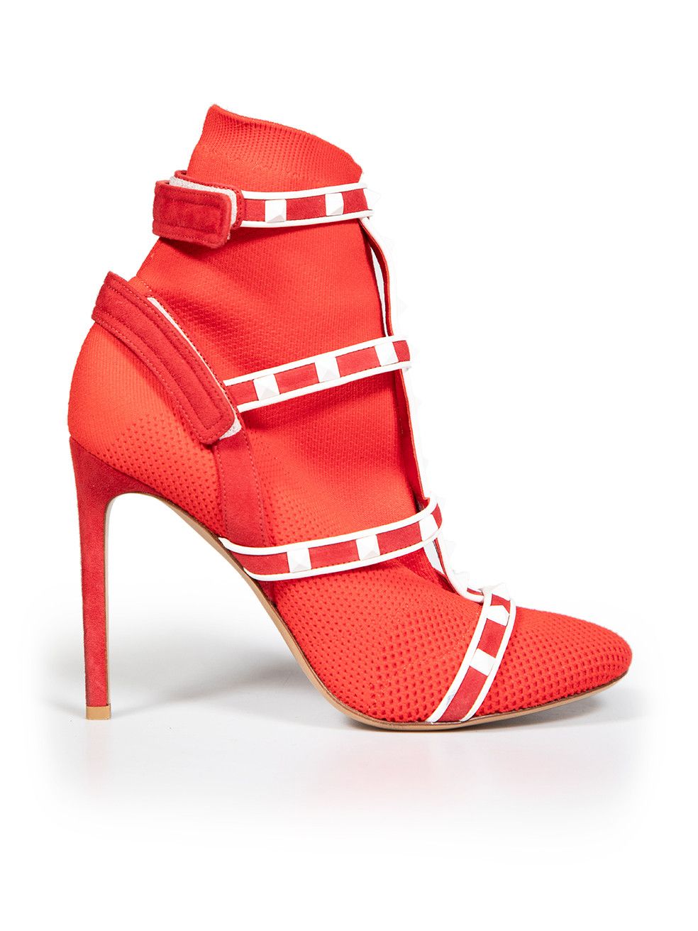 Valentino Red Rockstud Body-Tech Knit Ankle Boots Size US 8 / IT 38 - 1 Thumbnail