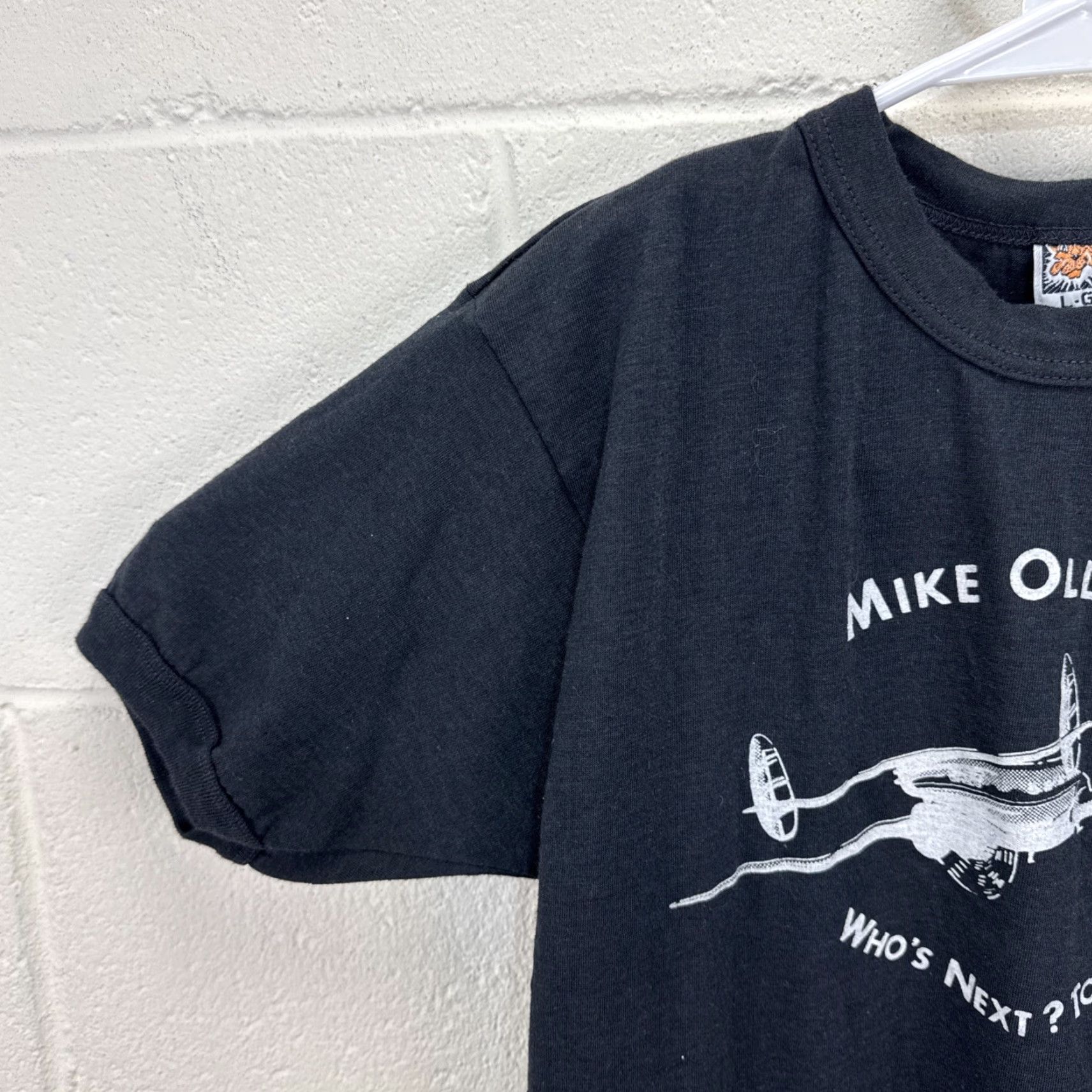 Vintage VINTAGE Mike Oldfield World Tour T-Shirt 1982 Black Cotton Small Unisex Tiger Brand Graphic Tee Rockabilly 1980s Canada Mens Womens Boys Girls Size US S / EU 44-46 / 1 - 6 Thumbnail