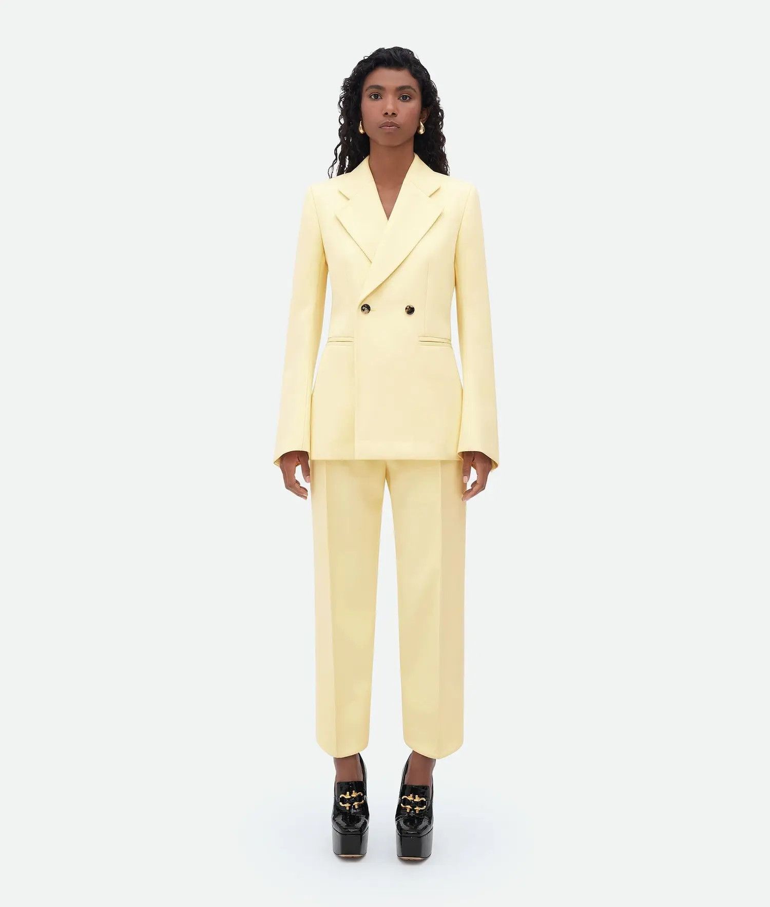 Bottega Veneta o1n1vont0625 Curved Shape Compact Wool Trouser in Chamomile Size 27" / US 4 / IT 40 - 4 Thumbnail