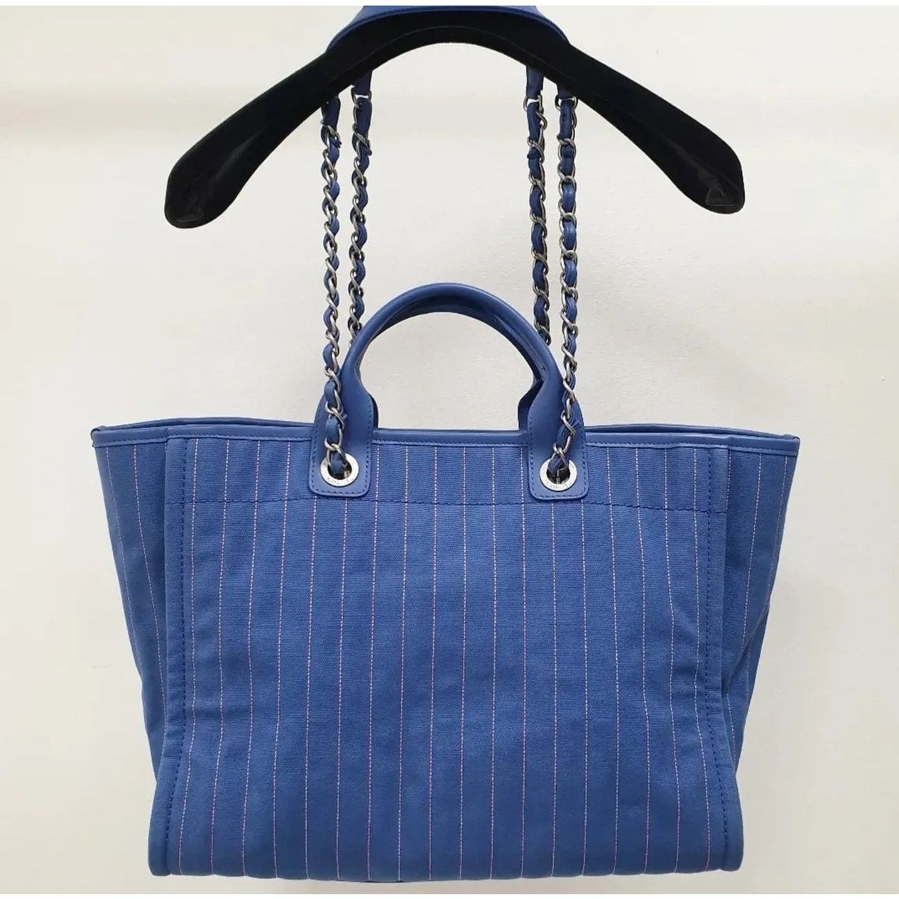 Chanel Chanel Deauville Tote Pinstripe Cotton Medium Size ONE SIZE - 5 Thumbnail