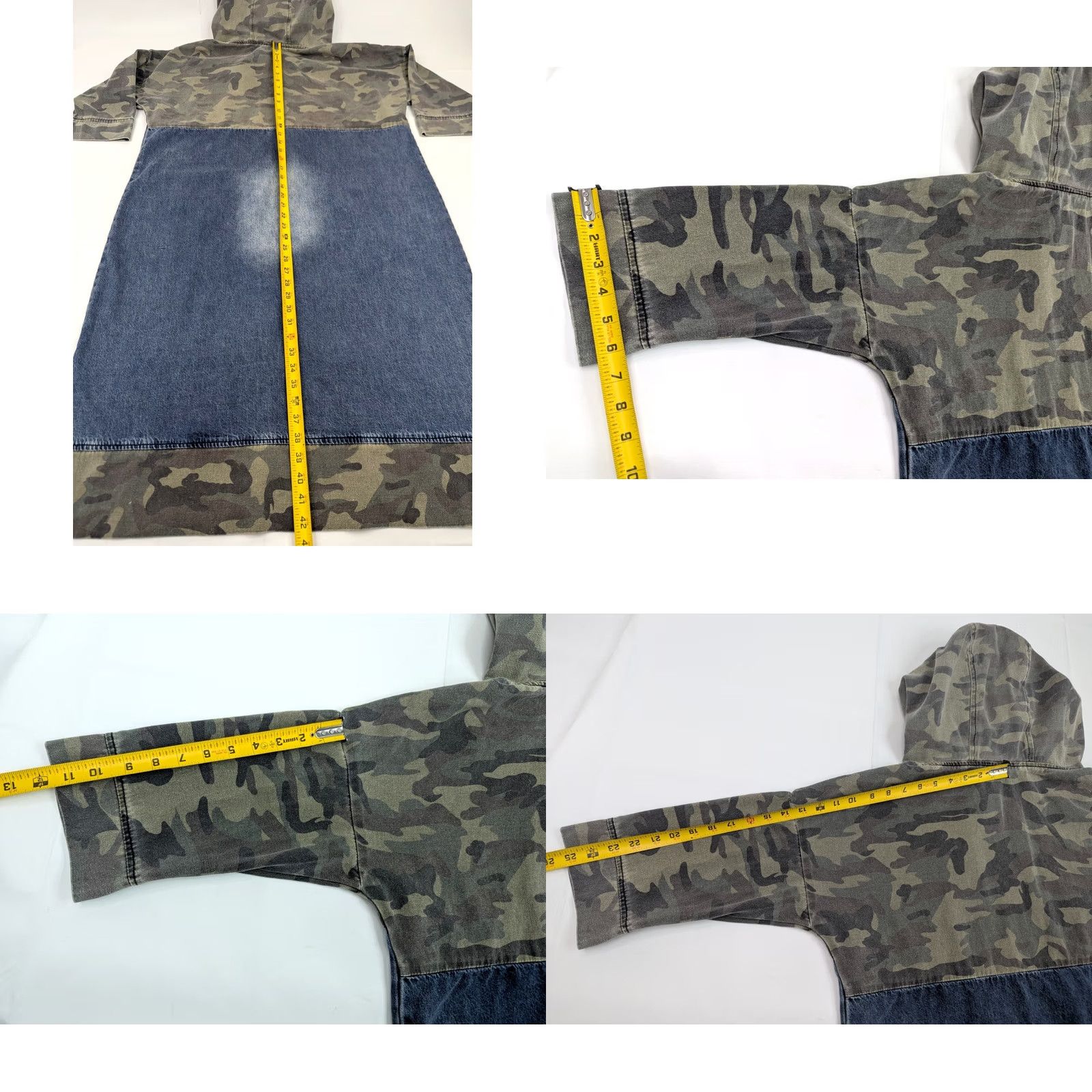Denime Feilipamu Y2K Streetwear Camouflage Blue Jean Colorblock Denim Dress Women L Hooded Shirt Dress Casual 90s Retro Womens Size 36" / US 14 / IT 50 - 9 Thumbnail