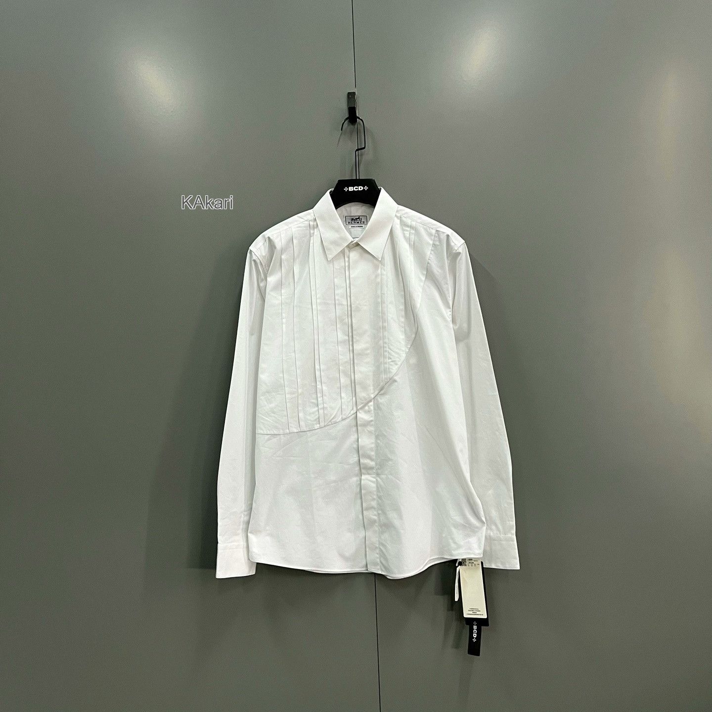 Hermes Hermes White Paneled Pleated Shirt Size US XXS / EU 40 - 1 Preview