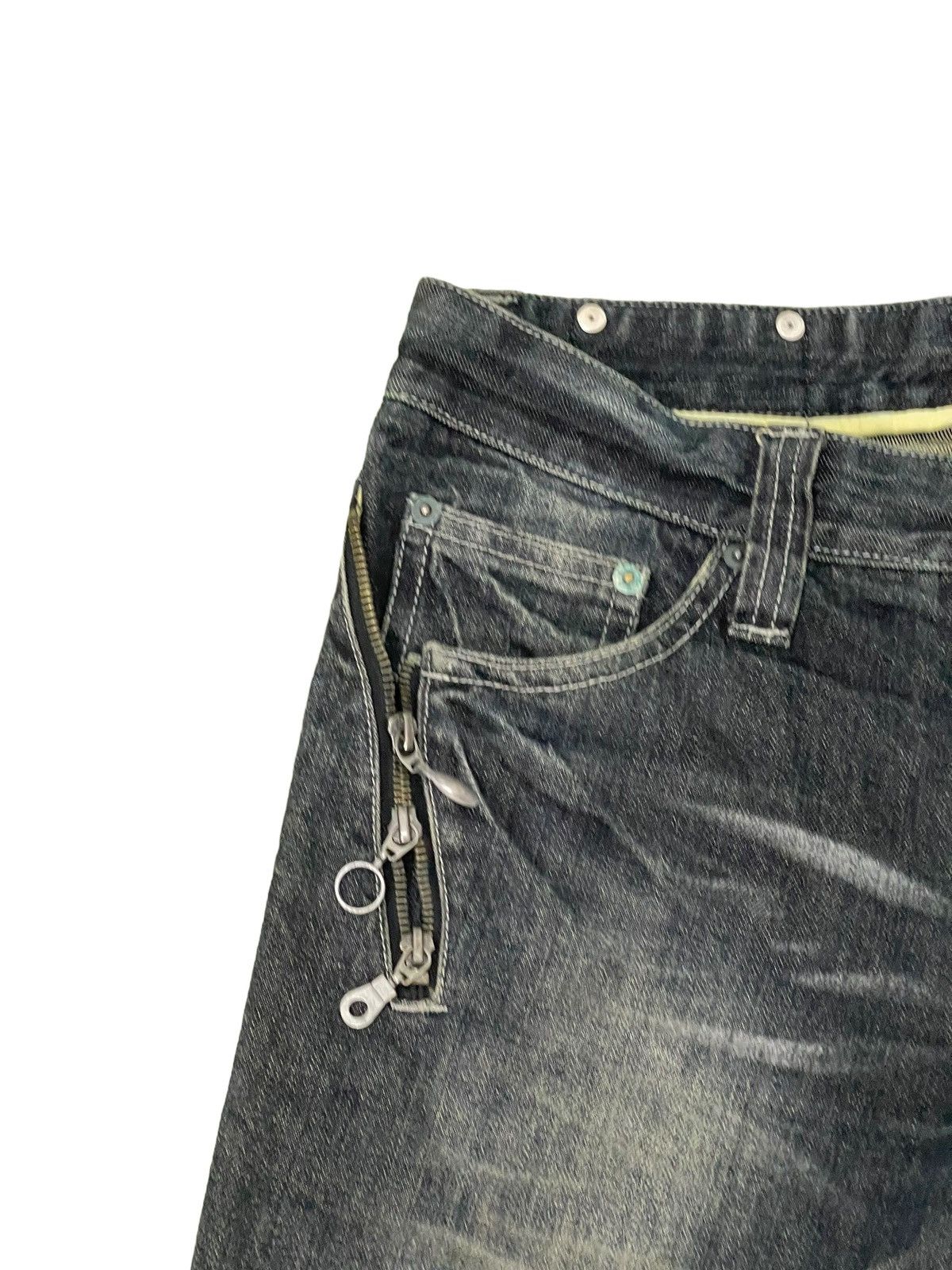 Japanese Brand Flare Jeans Semantic Design Faded Distress Boot Cut 8🟦8 Size US 31 - 9 Thumbnail