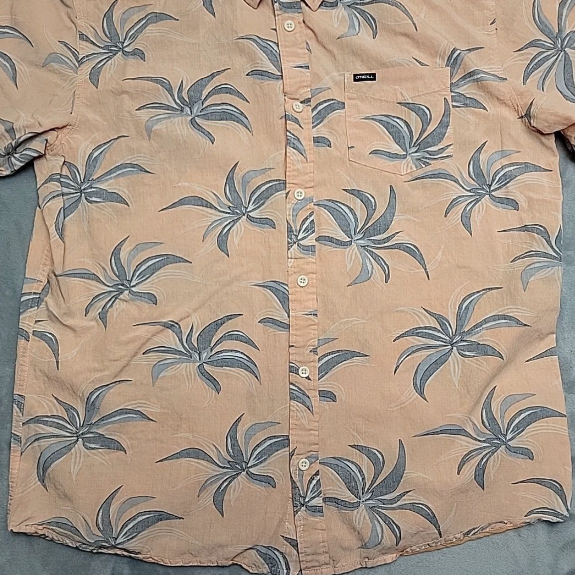 O'Neill VINTAGE ONeill Shirt Mens Large Peach Palm Print Rayon Cotton Blend Surf Aloha Casual Size US L / EU 52-54 / 3 - 2 Thumbnail