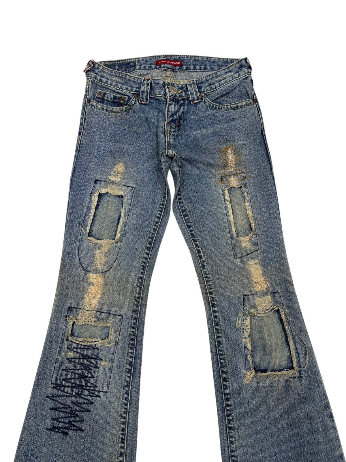 If Six Was Nine Flare Jeans Japanese Shake Shake Mud Wash Distressed Denim Size 26" / US 2 / IT 38 - 5 Thumbnail