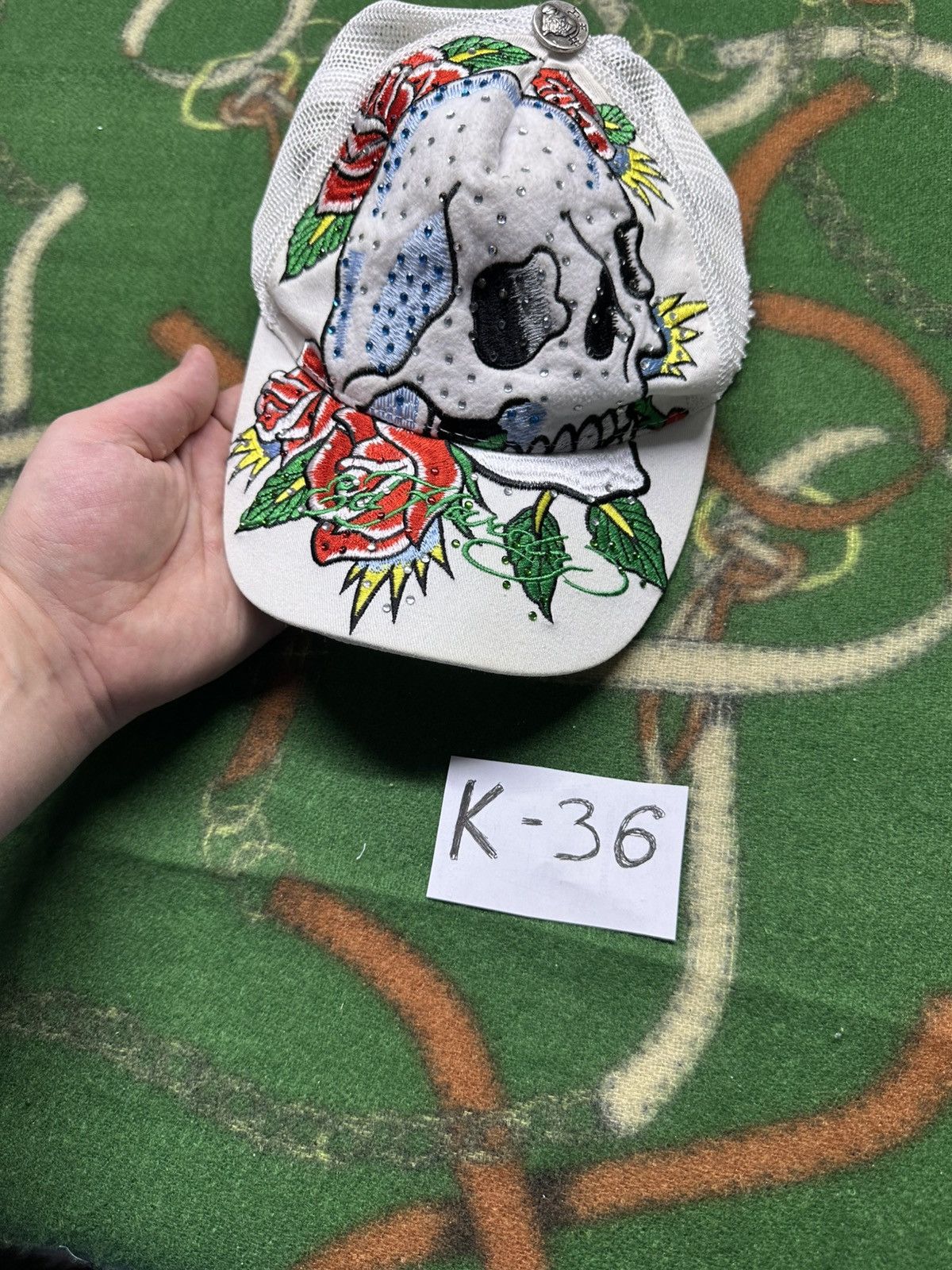 Ed Hardy Ed Hardy Tattoo Y2K Vintage Skull Roses Trucker Hat Size ONE SIZE - 11 Thumbnail