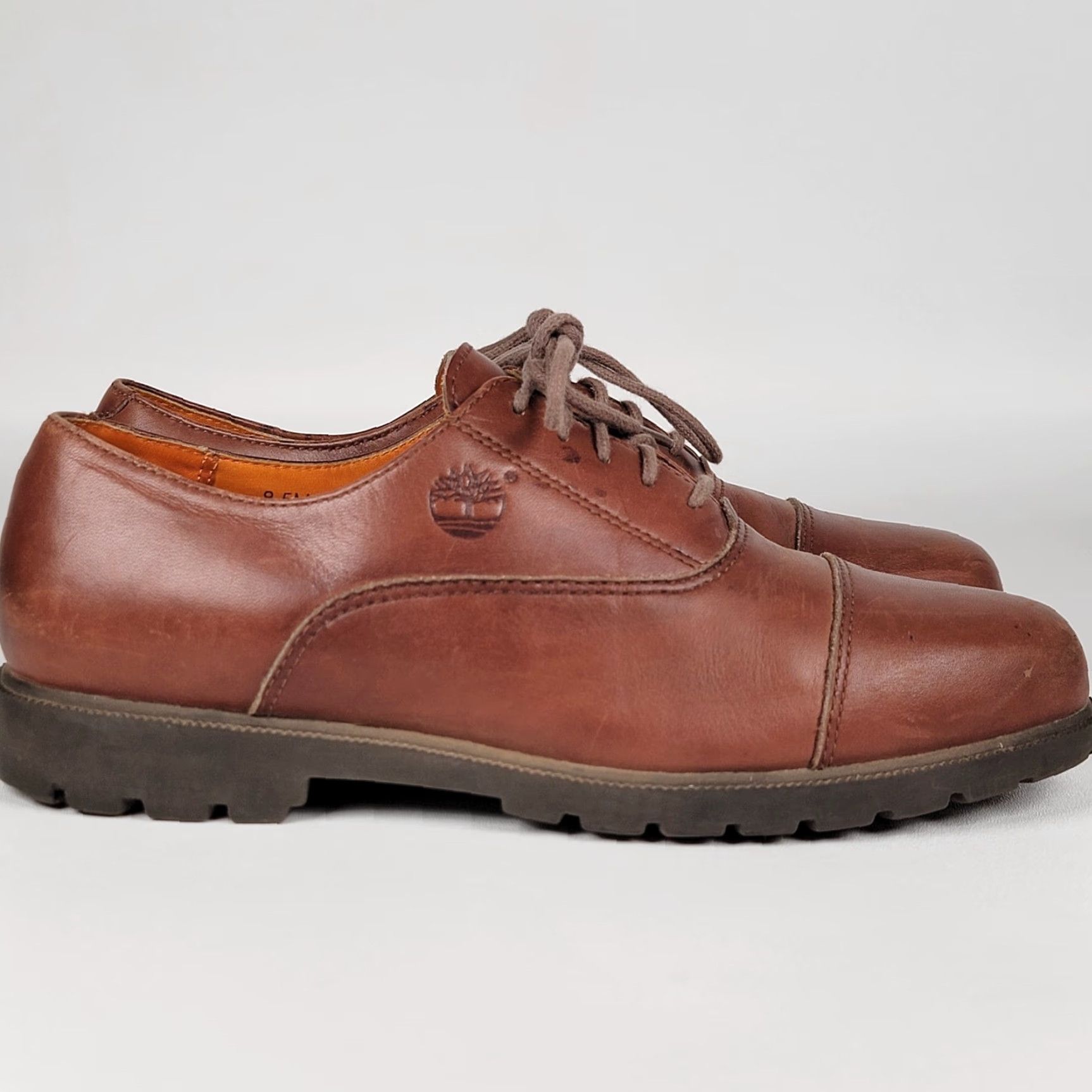 Timberland Timberland Mens Dress Oxford Cap Toe Leather Shoes Brown D Rubber Outsole 9 M Cap Toe 96081 Size ONE SIZE - 2 Thumbnail