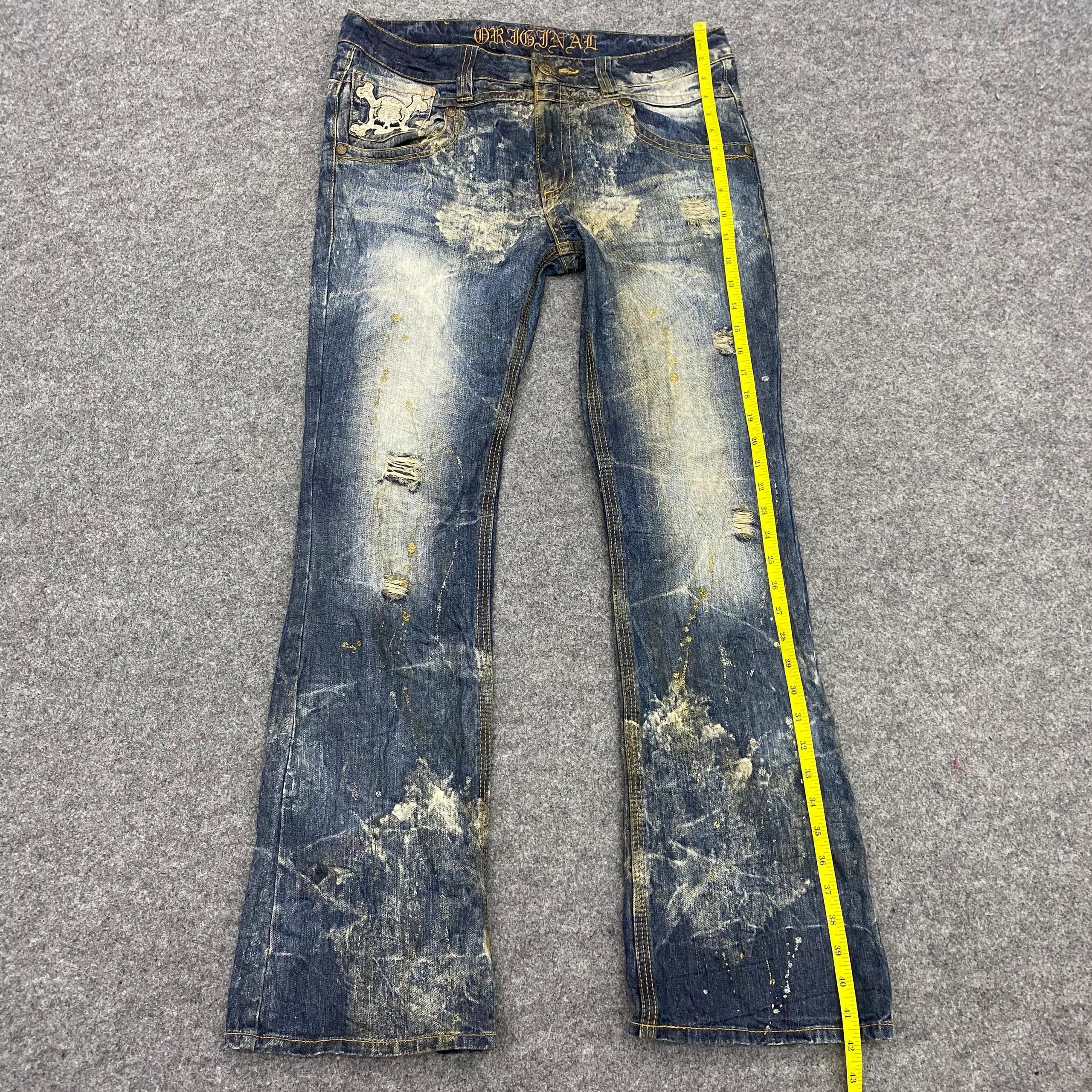 If Six Was Nine 💥Flare💥Original Jeans Punk Distressed Denim Size US 36 / EU 52 - 2 Thumbnail
