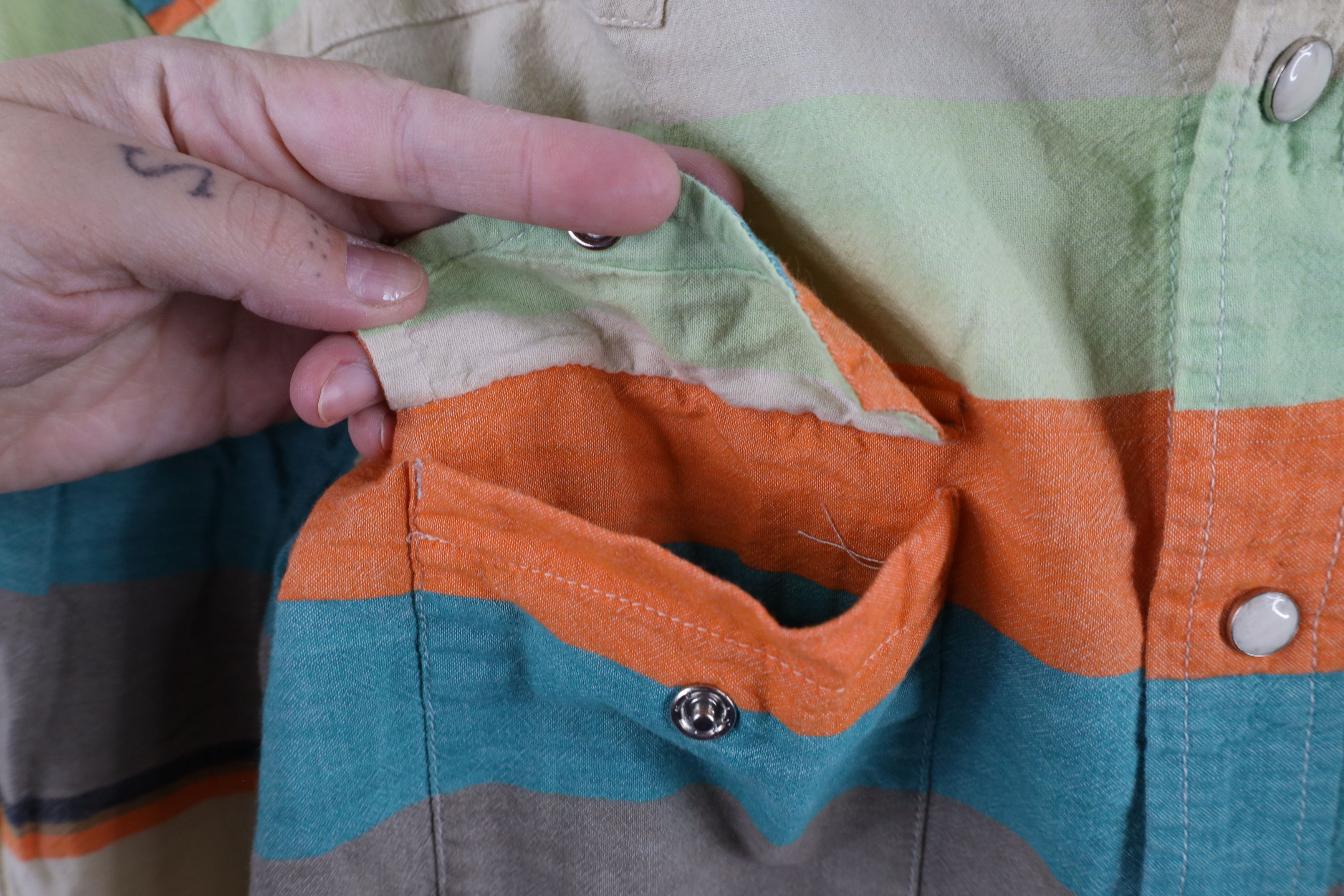 Salt Valley × Vintage Salt Valley Western Rainbow Striped Snap Button Shirt Cotton Size US M / EU 48-50 / 2 - 5 Thumbnail