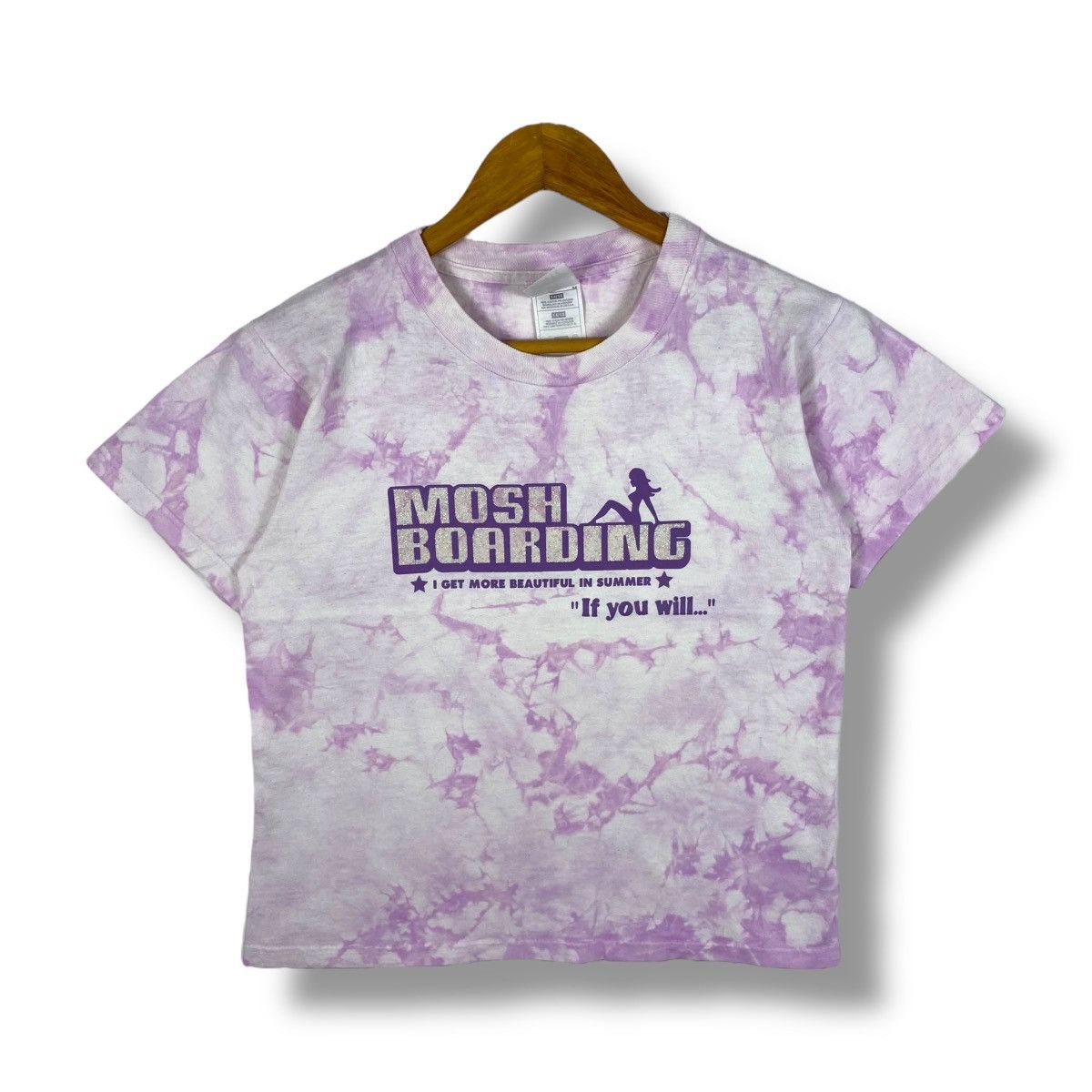 Vintage Vintage 90's MOSH BOARDING Graphic Tye Dye Women Tops Tee Size S / US 4 / IT 40 - 1 Thumbnail