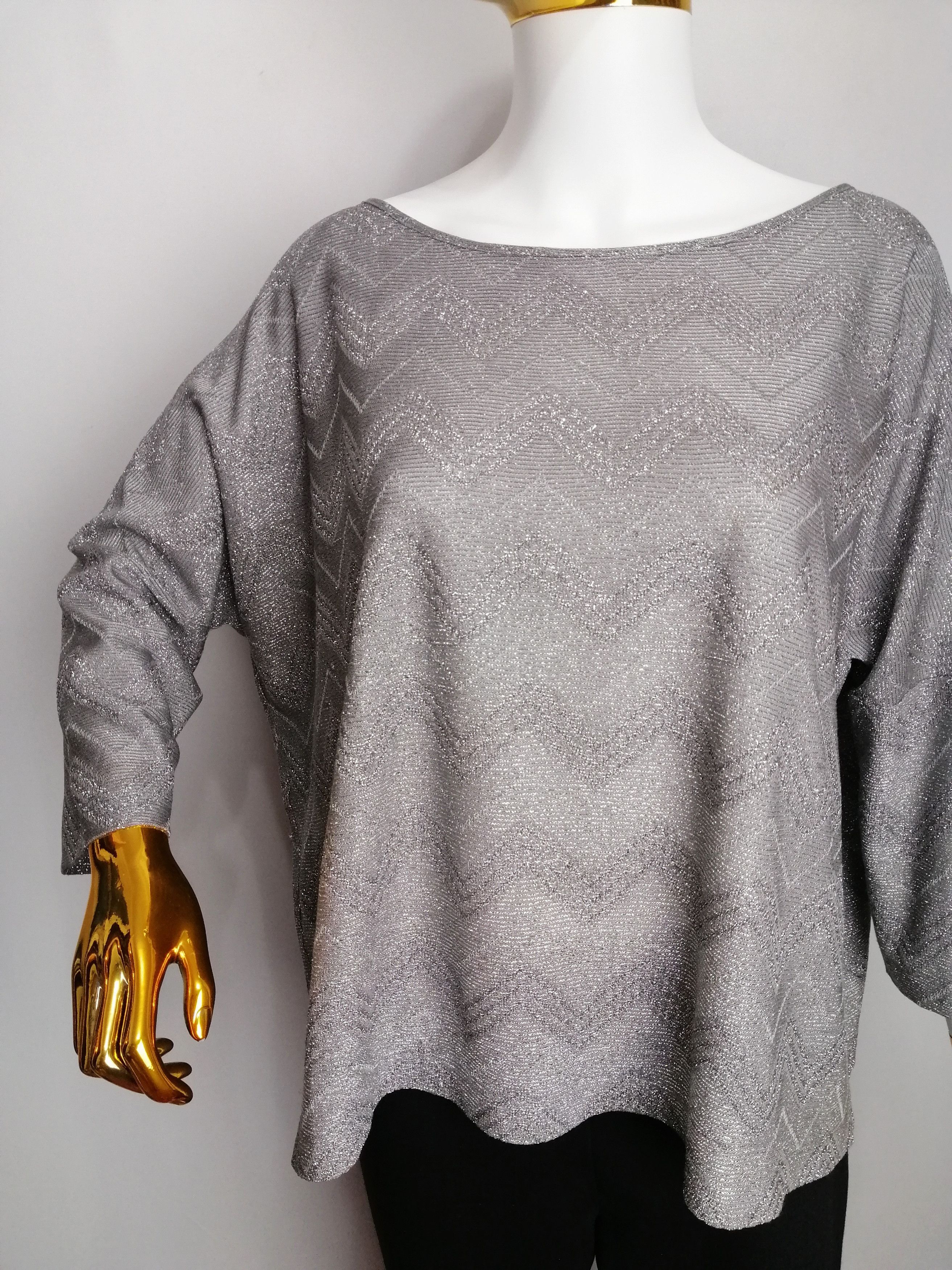 Missoni M MISSONI women’s zigzag silver metallic top Size ONE SIZE - 9 Thumbnail