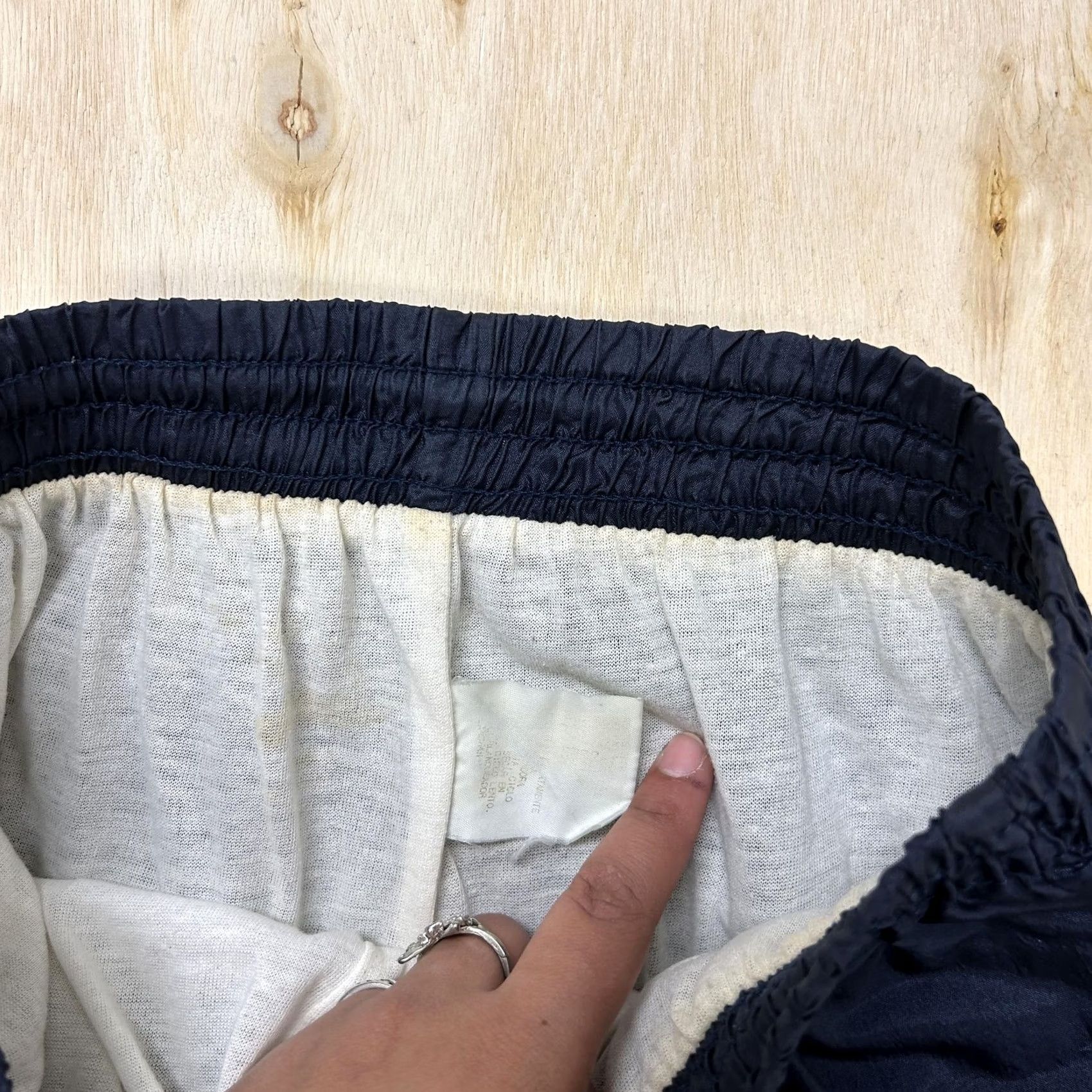 Vintage Vintage Track Pants Mens Med Blue Woven Lined Elastic Waist Tapered Leg Warm Up Size US 31 - 2 Thumbnail