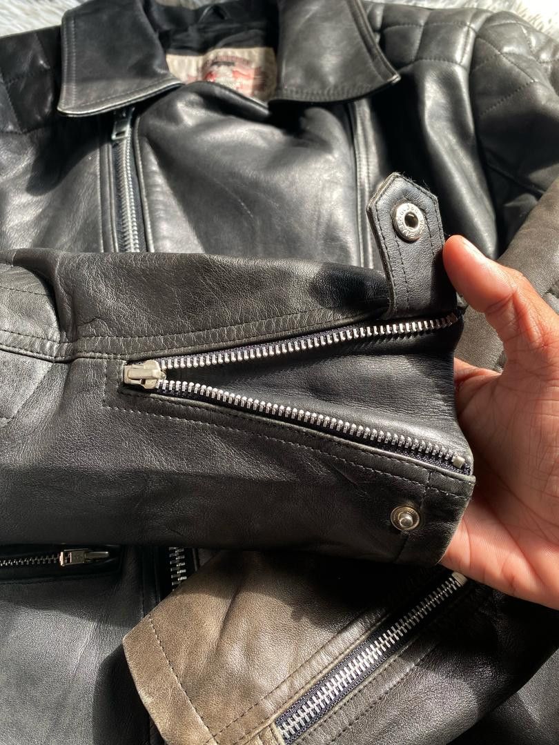 Genuine Leather DOUBLE COLLAR MOTOR ASHVILLE CYCLES LEATHER JACKET Size US M / EU 48-50 / 2 - 8 Thumbnail