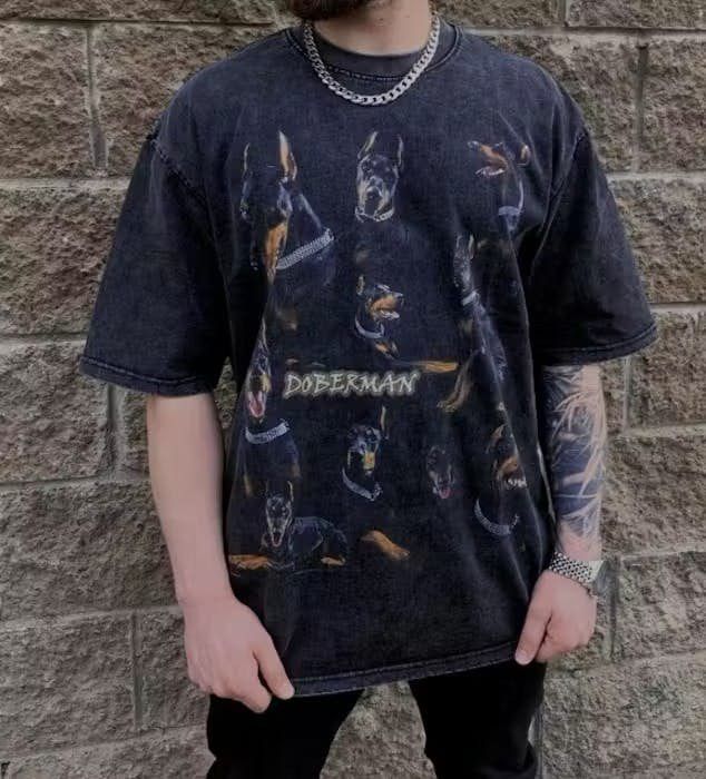 Japanese Brand Oversize Distressed Doberman Dog Tee Size US L / EU 52-54 / 3 - 2 Thumbnail