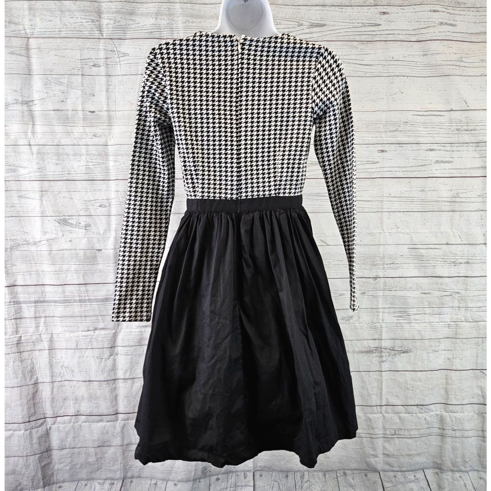 Vintage VINTAGE ModCloth Dress Womens Small Black White Houndstooth Long Sleeve Round Neck Zip Size S / US 4 / IT 40 - 4 Thumbnail