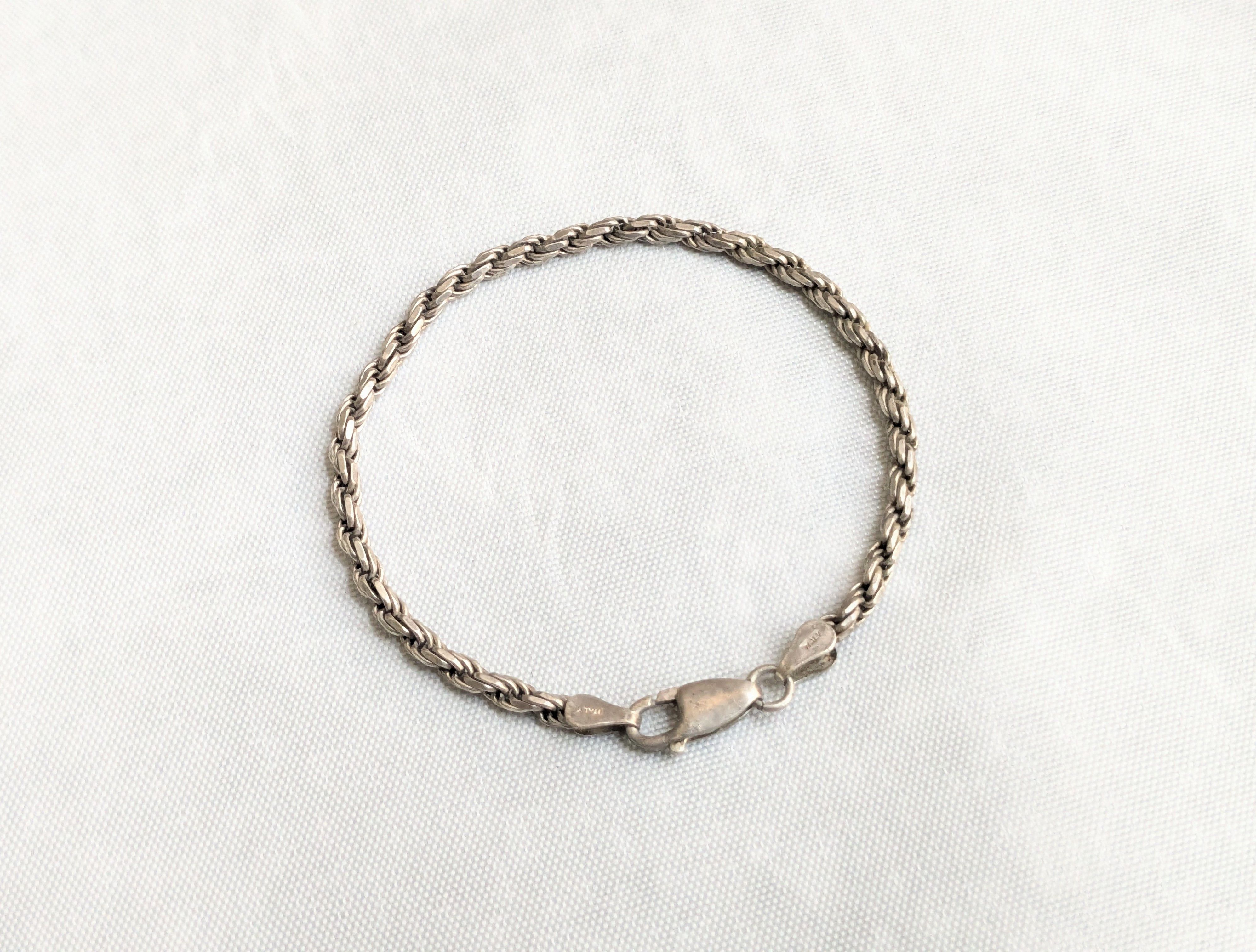 Jewelry Vintage Sterling Silver Rope Bracelet Twist 7" Italy Size ONE SIZE - 1 Thumbnail