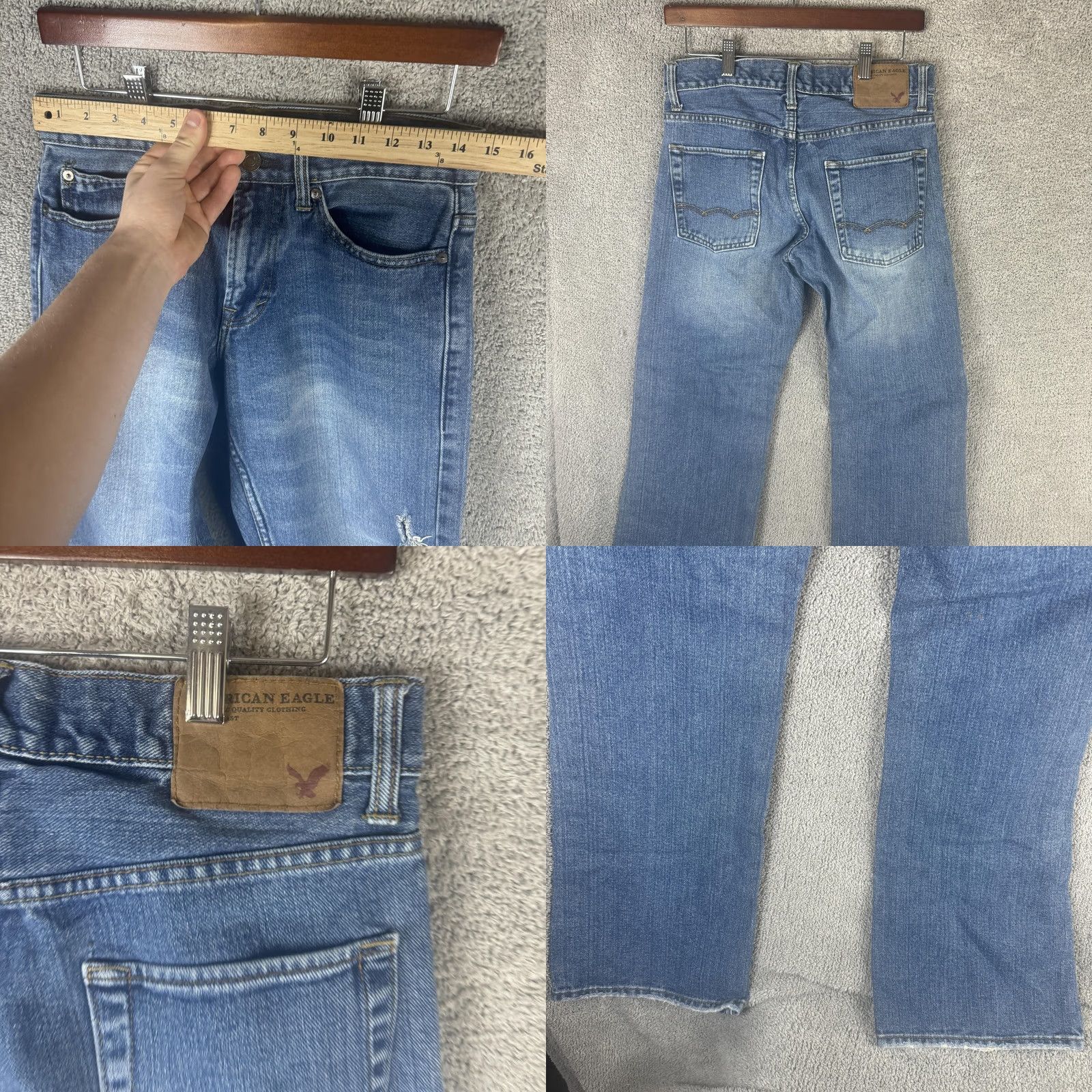 Vintage American Eagle Jeans Mens 28x30 Blue Bootcut Live Your Life Distressed Denim Jeans Mens 28x30 Blue Bootcut Live Your Life Distressed Denim Size US 28 / EU 44 - 9 Thumbnail