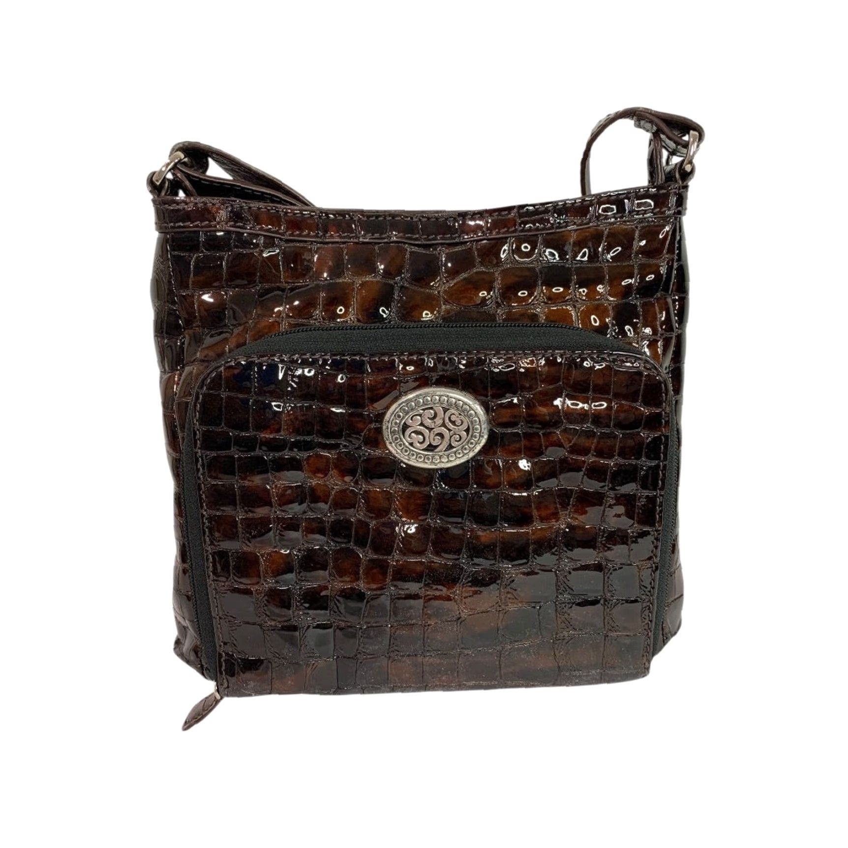 Brighton Brighton Cher Front Wallet Organizer Patent Leather Brown Crossbody Bag Women Size ONE SIZE - 4 Thumbnail