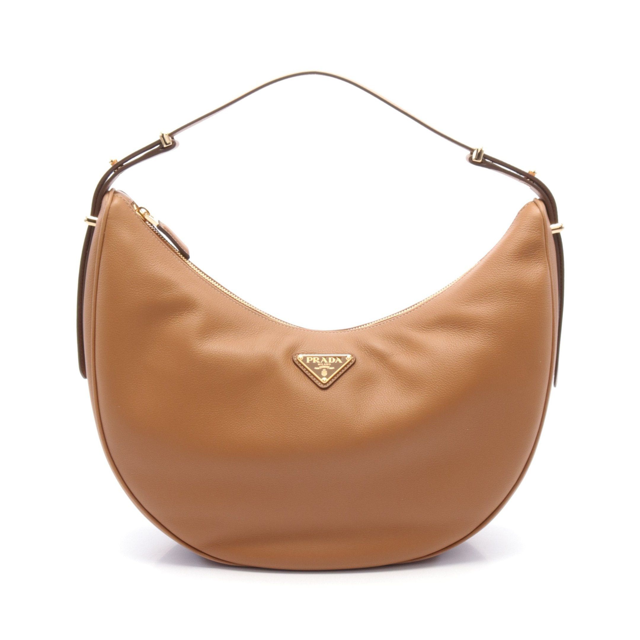 Prada Prada Soft Grain One Shoulder Bag Leather Light Brown Size ONE SIZE - 1 Thumbnail