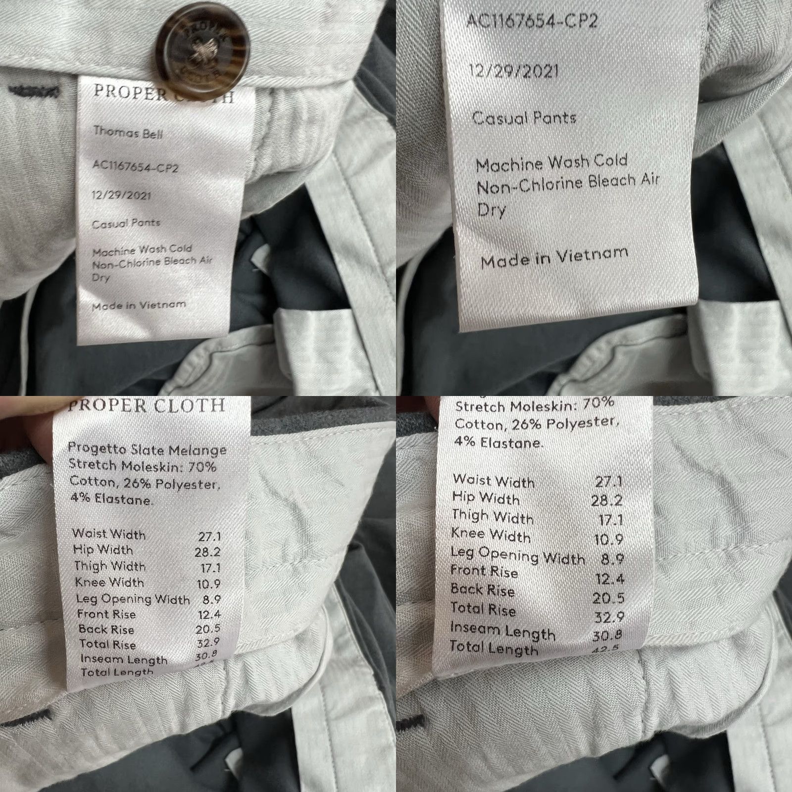 Proper Cloth Proper Cloth Mélange Moleskin Dress Pants Mens Size 54 X31 Gray Size US 38 / EU 54 - 8 Thumbnail