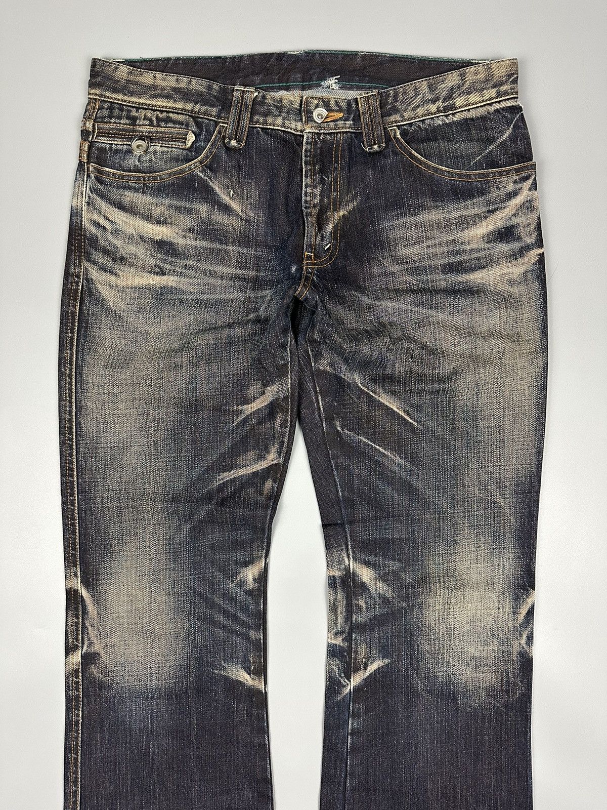 Japanese Brand Japanese High Street Whiskered Flare Denim Size US 33 - 5 Thumbnail
