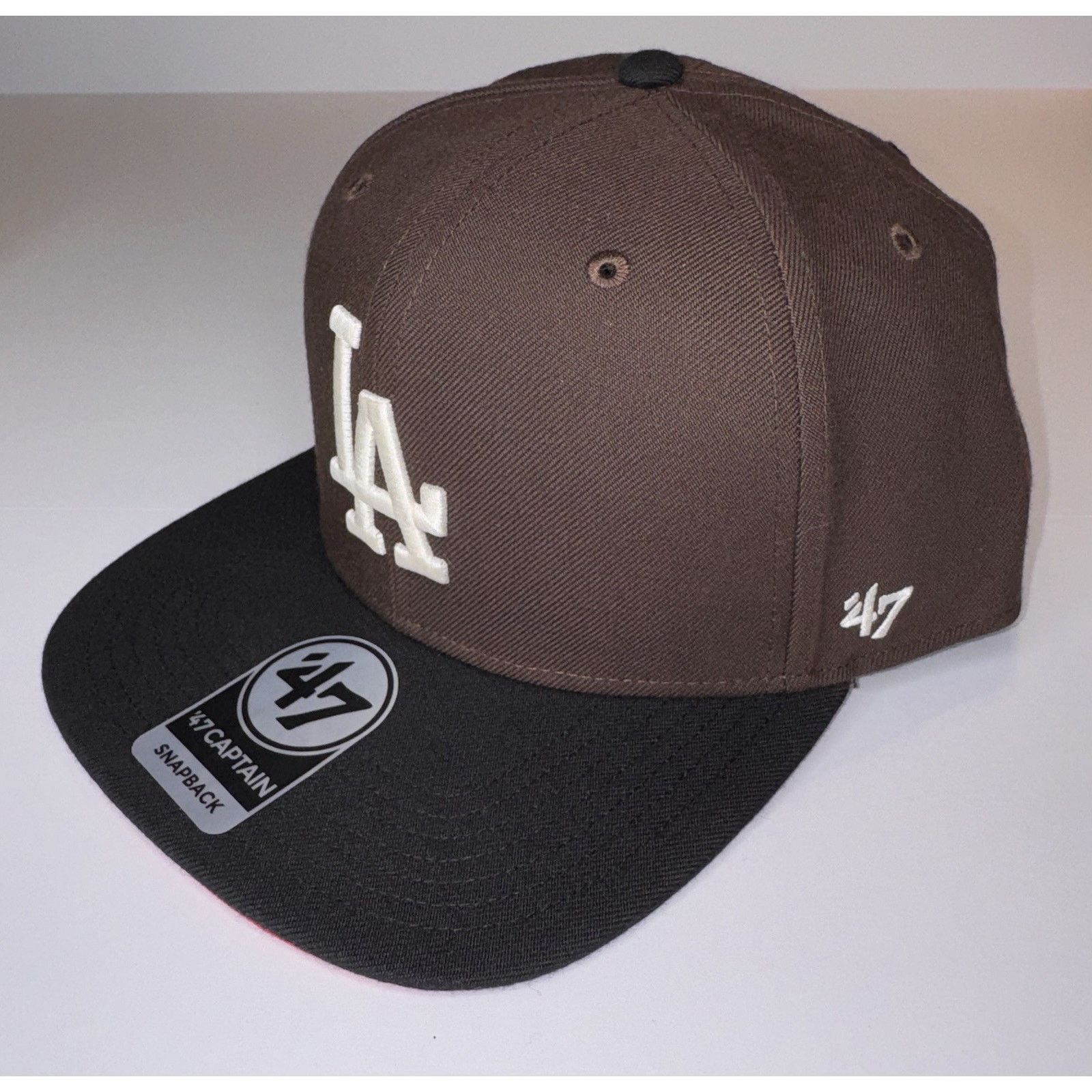 47 Brand 47' Los Angeles Dodgers Snapback Brown Black Baseball Hat Size ONE SIZE - 3 Thumbnail