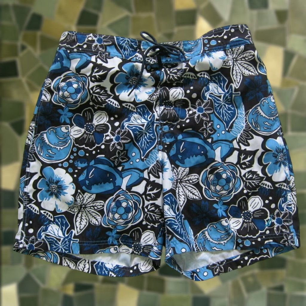 Nautica Nautica Blue Hawaiian Floral Lined Swim Beach Board Shorts Men Size Large Size US 33 - 1 Thumbnail