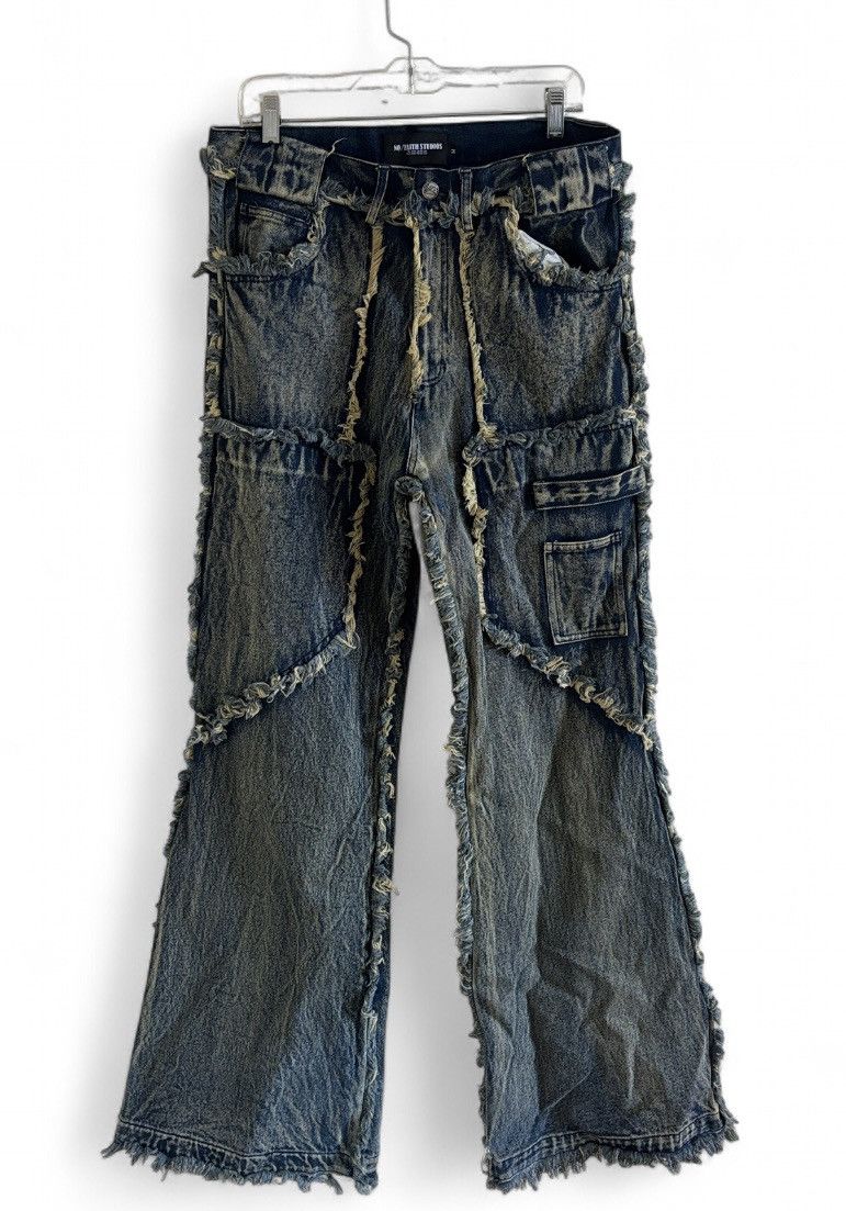 NO/FAITH STUDIOS FLARED DENIM 最終価格 No Faith Studios Stone Wash Grey Flared Denim | WHAT'S ON
