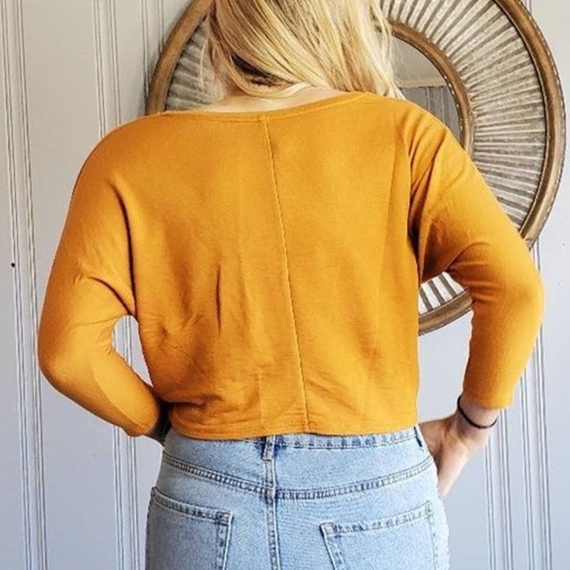 Forever 21 Tresics Long Sleeve Mustard Yellow Crop Top - S Size S / US 4 / IT 40 - 4 Thumbnail