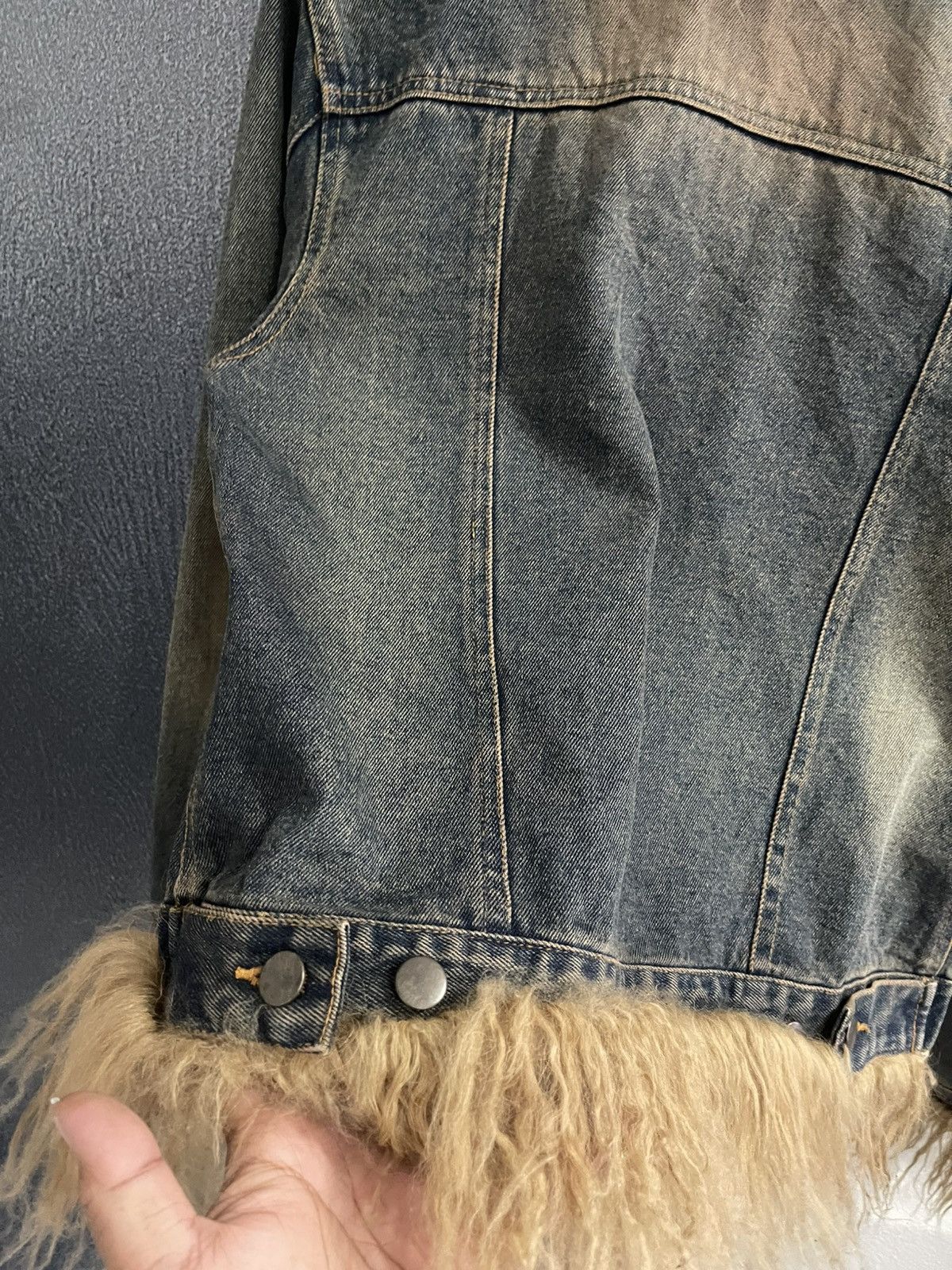 Japanese Brand Vintage Unbrand Faux Fur Collar Denim Jacket Size L / US 10 / IT 46 - 10 Thumbnail