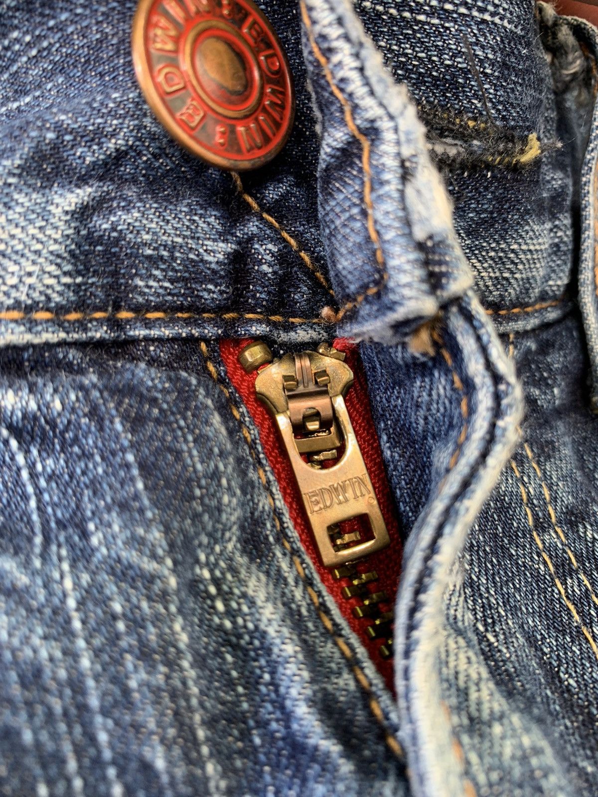 Edwin Vtg Distressed Flare Edwin 503 Blue Trip Japan 🎌 Size US 33 - 10 Thumbnail
