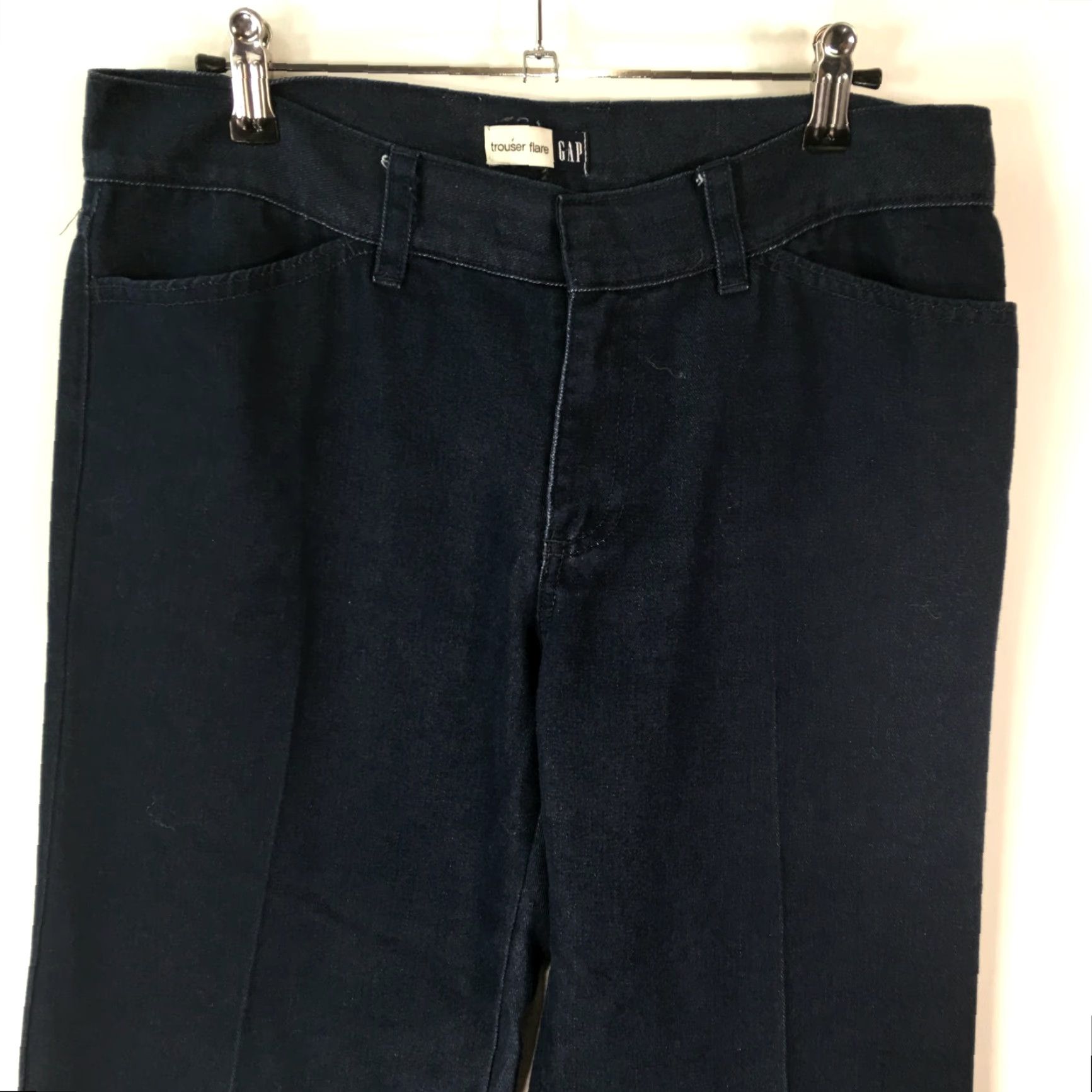 Gap Gap 1969 Jeans Womens Low Rise Dark Wash Flared Leg Cuffed Blue Denim Size 8 Regular 32in Inseam 11in Size 30" / US 8 / IT 44 - 3 Thumbnail