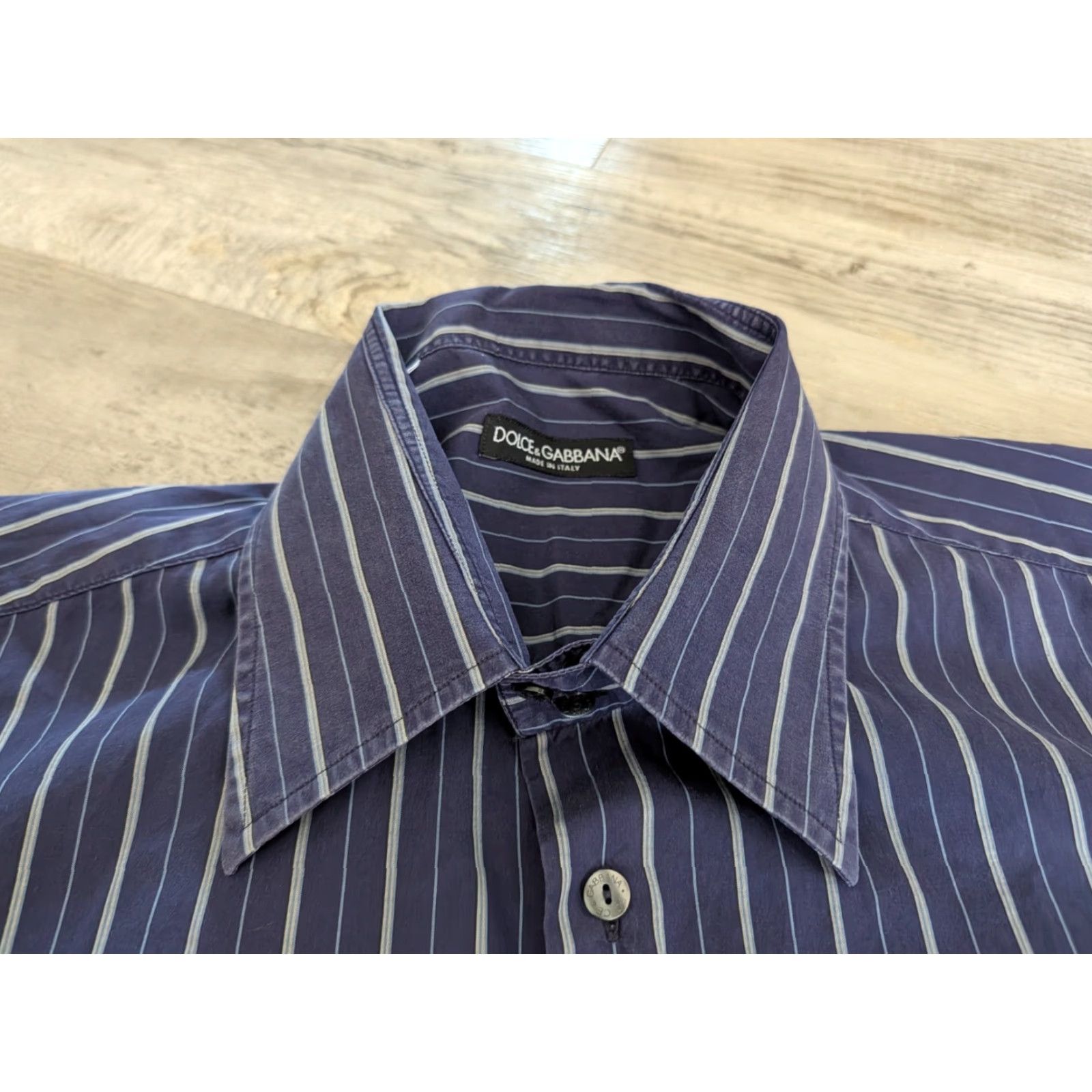 Dolce & Gabbana Dolce & Gabbana Button Up Shirt Men 17.5-44 Blue Striped Dress Shirt Button-Up Casual Formal Workwear Italian Brand Mens Size 46R - 7 Thumbnail