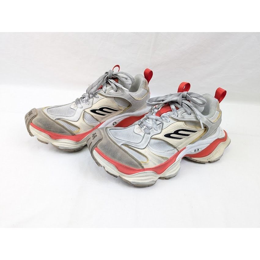 Balenciaga o1rshd1 Cargo Suede Low-Top Sneakers in Beige/Grey/Red Size US 11 / EU 44 - 18 Thumbnail