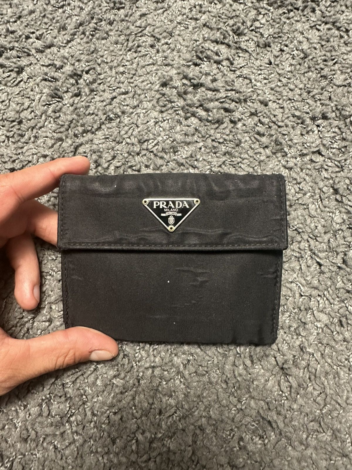 Vintage prada wallet y2k 90's drill drip washed boxy