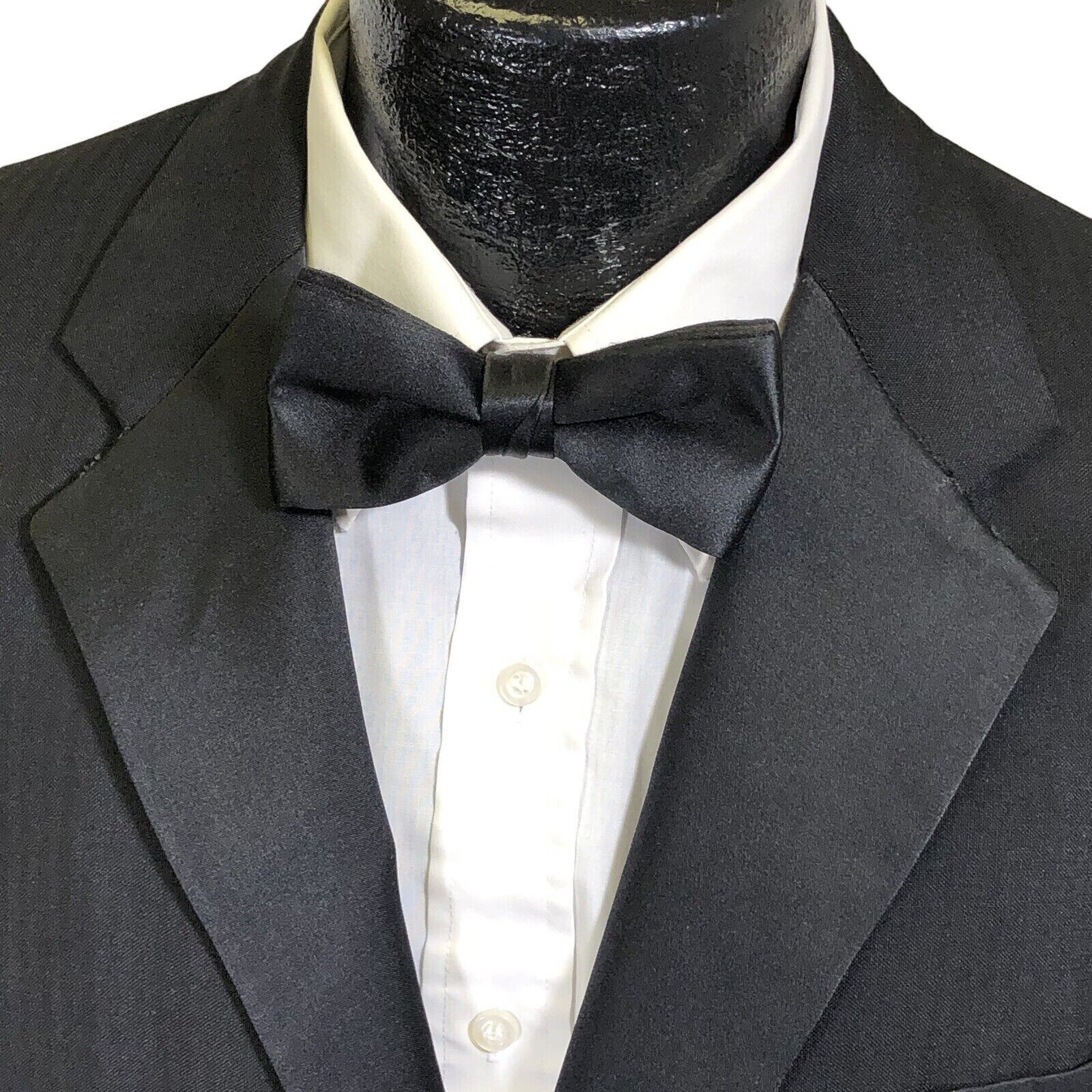 Other 2 pc Vtg Black Tux SHARKSKIN Suit Silk Wool ROCKABILLY Suit Size 40R - 3 Thumbnail
