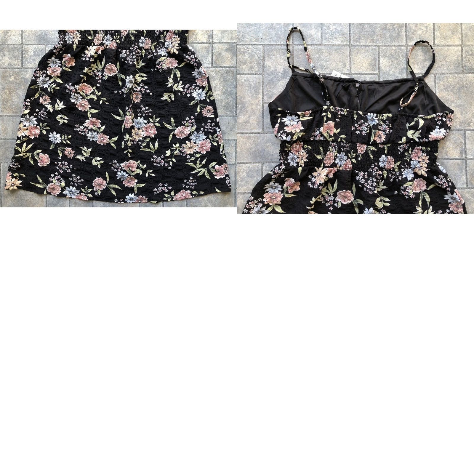 Vintage SO Good For Life Dress Women's L Black Floral Tie Front Short Sleeveless Pullover Size 36" / US 14 / IT 50 - 9 Thumbnail