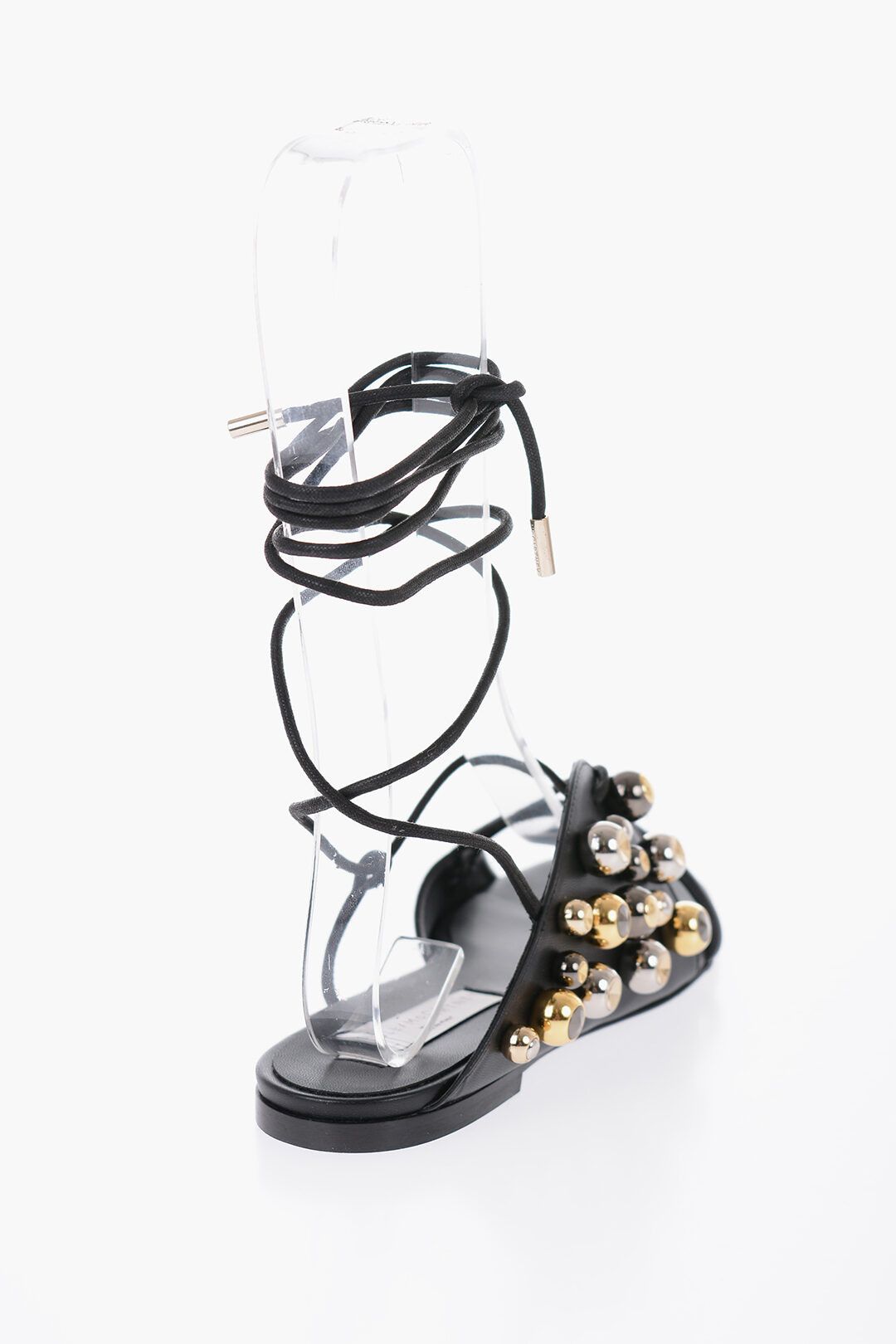 Stella McCartney og1mm0824 Leather Sandals With Rhinestones in Black Size US 6 / IT 36 - 3 Thumbnail