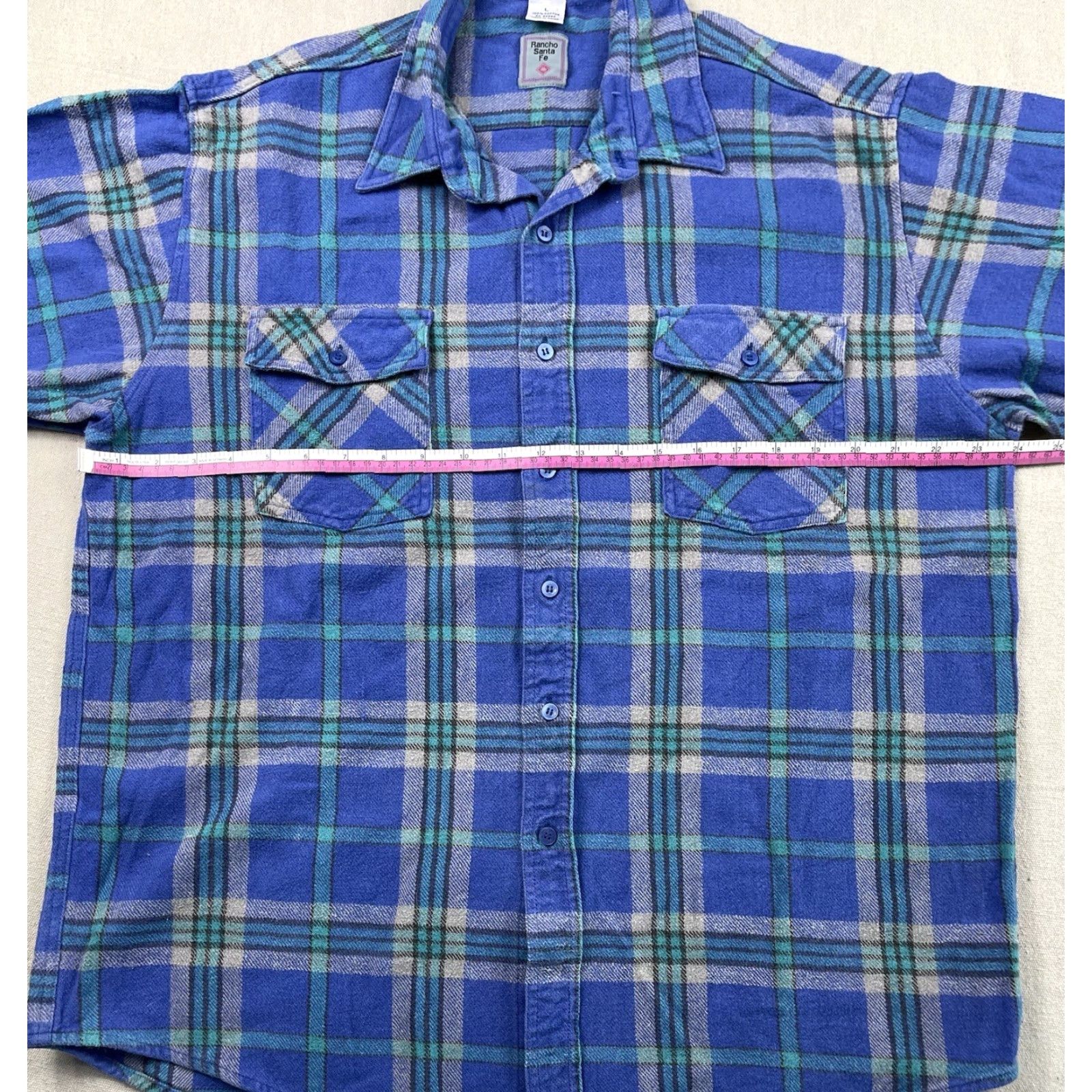 Vintage VINTAGE Rancho Santa Fe Flannel Shirt Men's L Blue Plaid Western Cowboy Button-Up 80s 90s Size US L / EU 52-54 / 3 - 4 Thumbnail