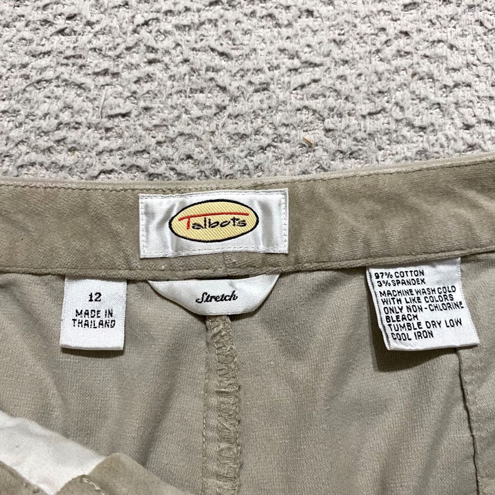 Talbots Talbots Pants Womens 12 Beige Velvet Straight High Rise Business Casual Dress Size 34" / US 12 / IT 48 - 3 Thumbnail