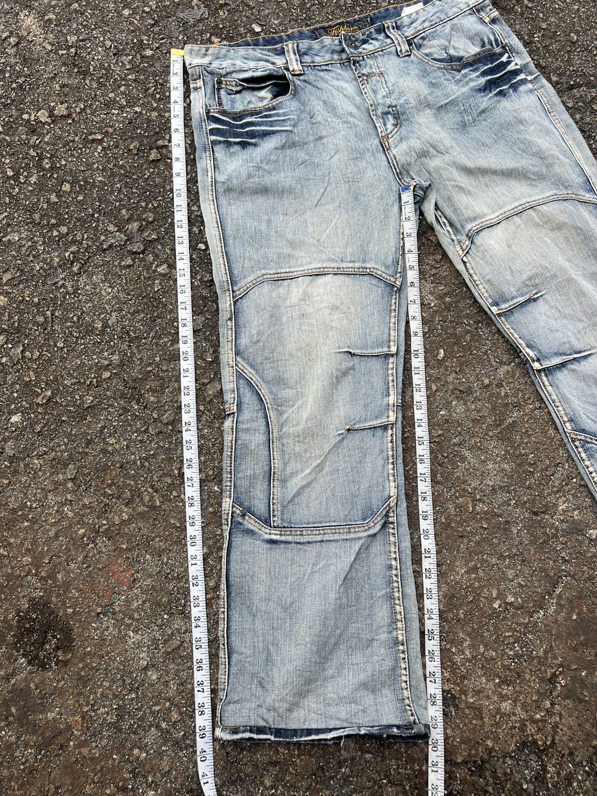 Japanese Brand Fishbone BAGGY JEANS Distressed Denim Size US 39 - 6 Thumbnail