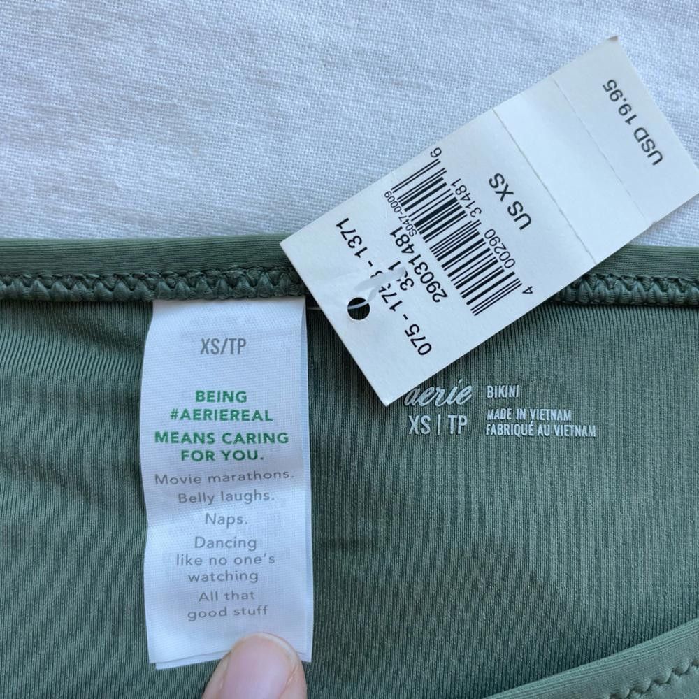 Designer NWT Aerie olive green bikini bottom brief XS Size ONE SIZE - 4 Thumbnail