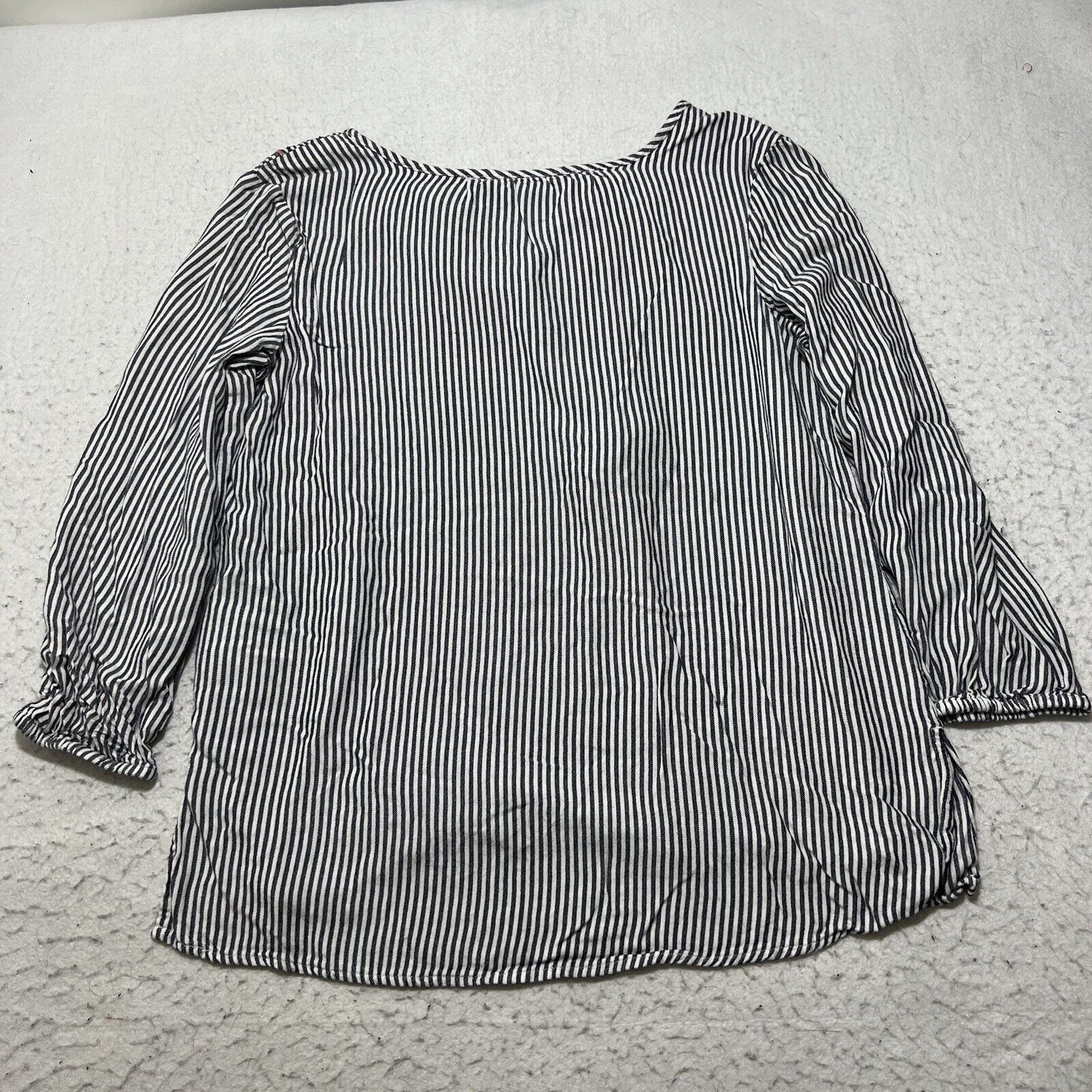 Old Navy Old Navy Tunic Small Tasseled 3/4 Sleeve Blue Striped Blouse Size S / US 4 / IT 40 - 8 Thumbnail
