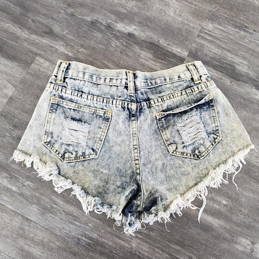 Designer Denim Destroyed Detailed Jean Short Size 32" / US 10 / IT 46 - 2 Thumbnail