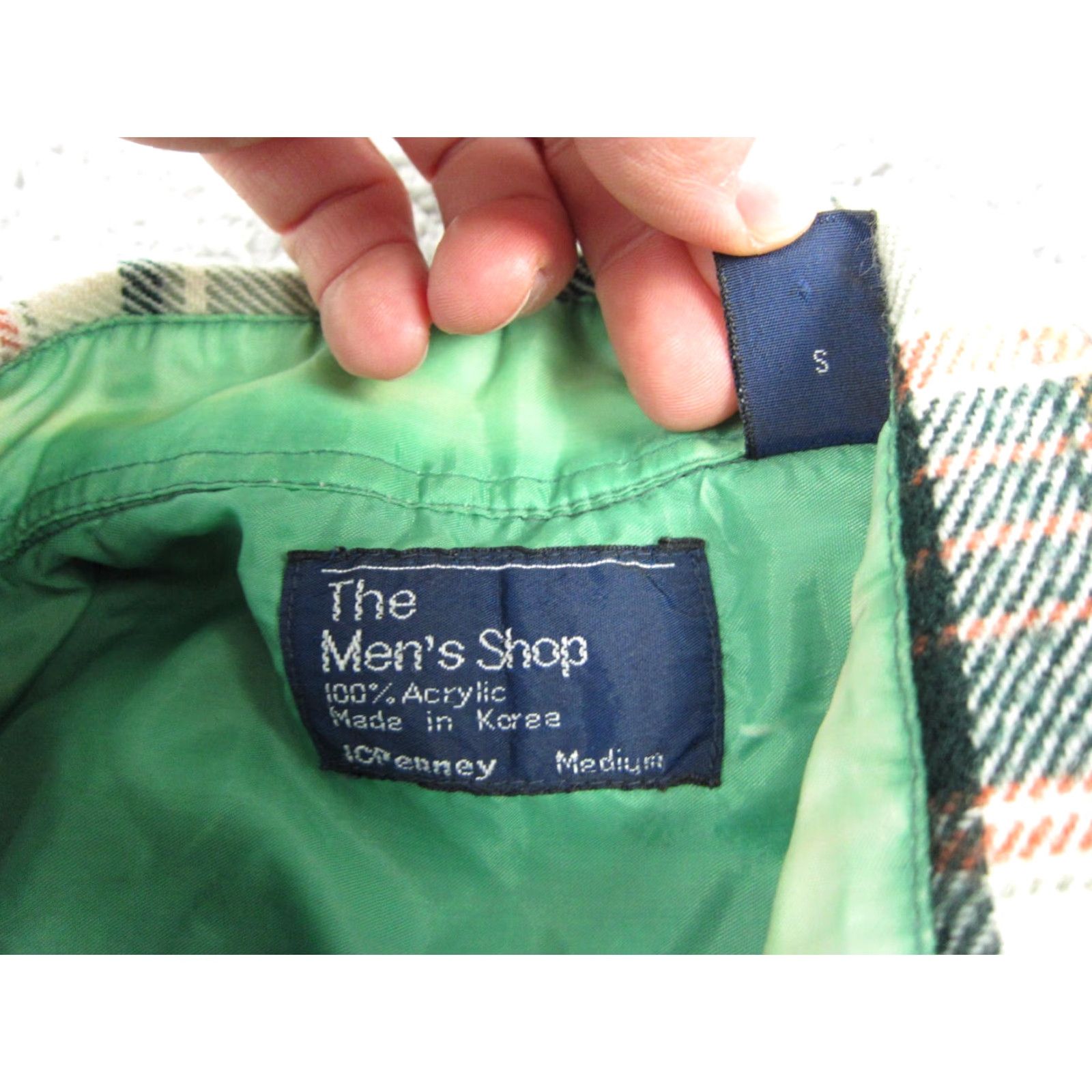 JCPenney VINTAGE JC Penney Shirt Mens Adult Medium Green Orange Flannel Button-Up 60s 70s 80s USA Size US M / EU 48-50 / 2 - 5 Thumbnail