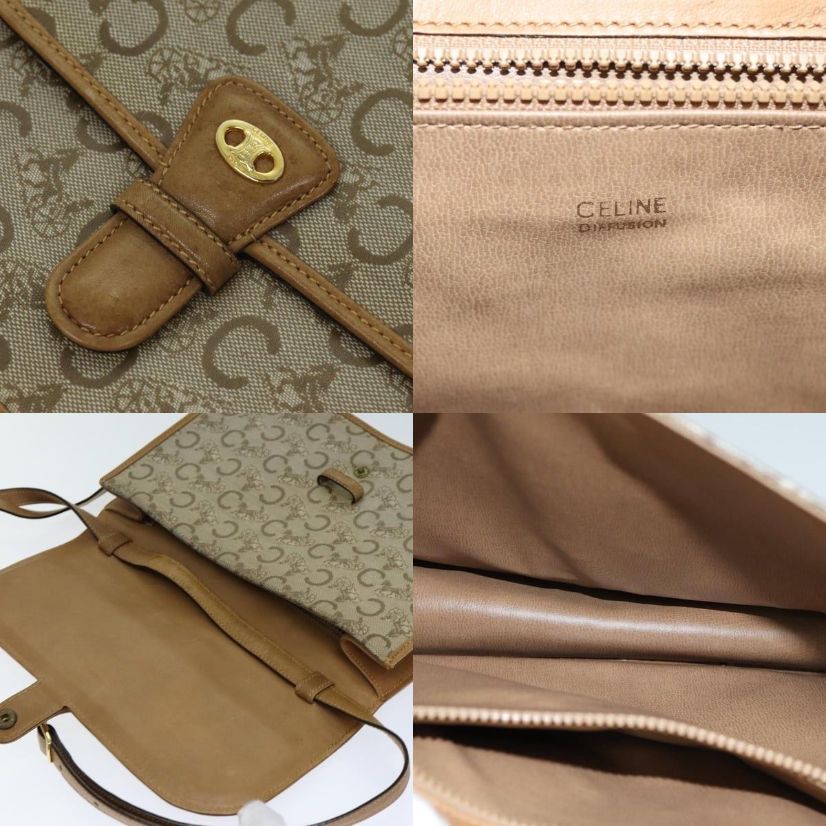 Celine CELINE C Macadam Canvas Shoulder Bag Beige Size ONE SIZE - 11 Thumbnail