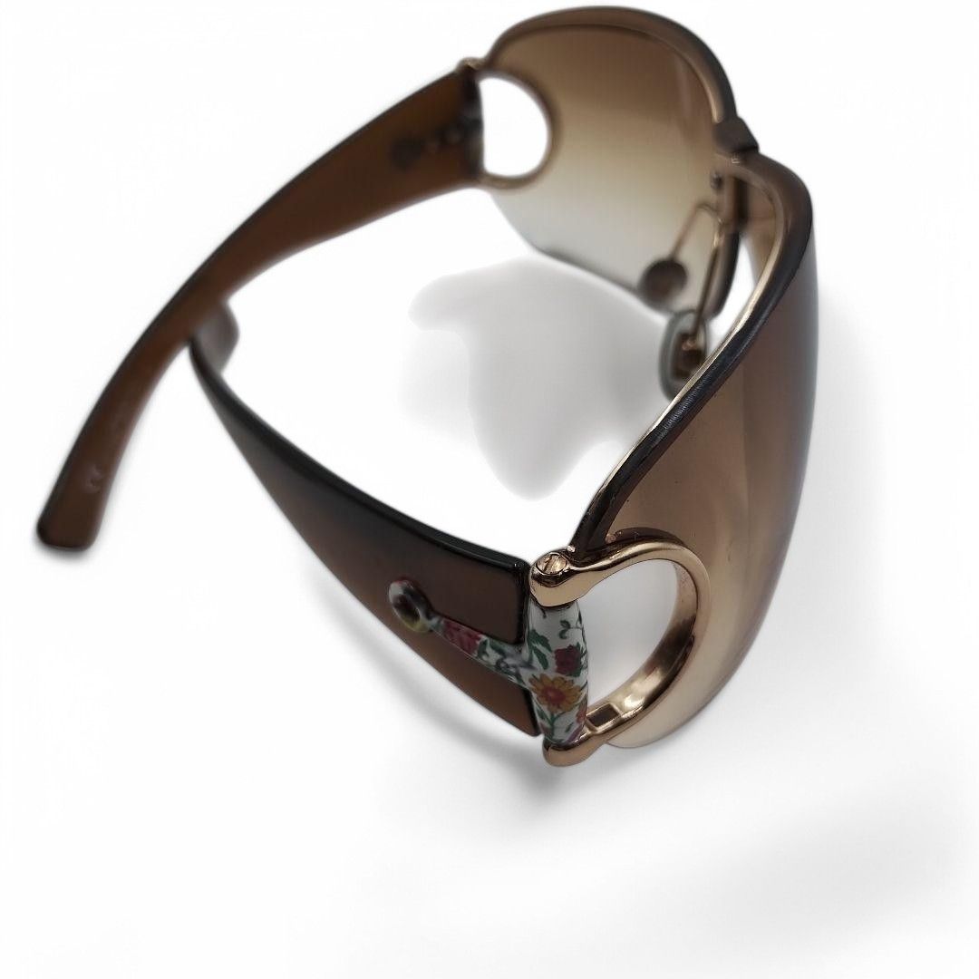 Gucci Gucci - Horsebit Sunglasses Faded Brown Shades Flora Size ONE SIZE - 7 Thumbnail